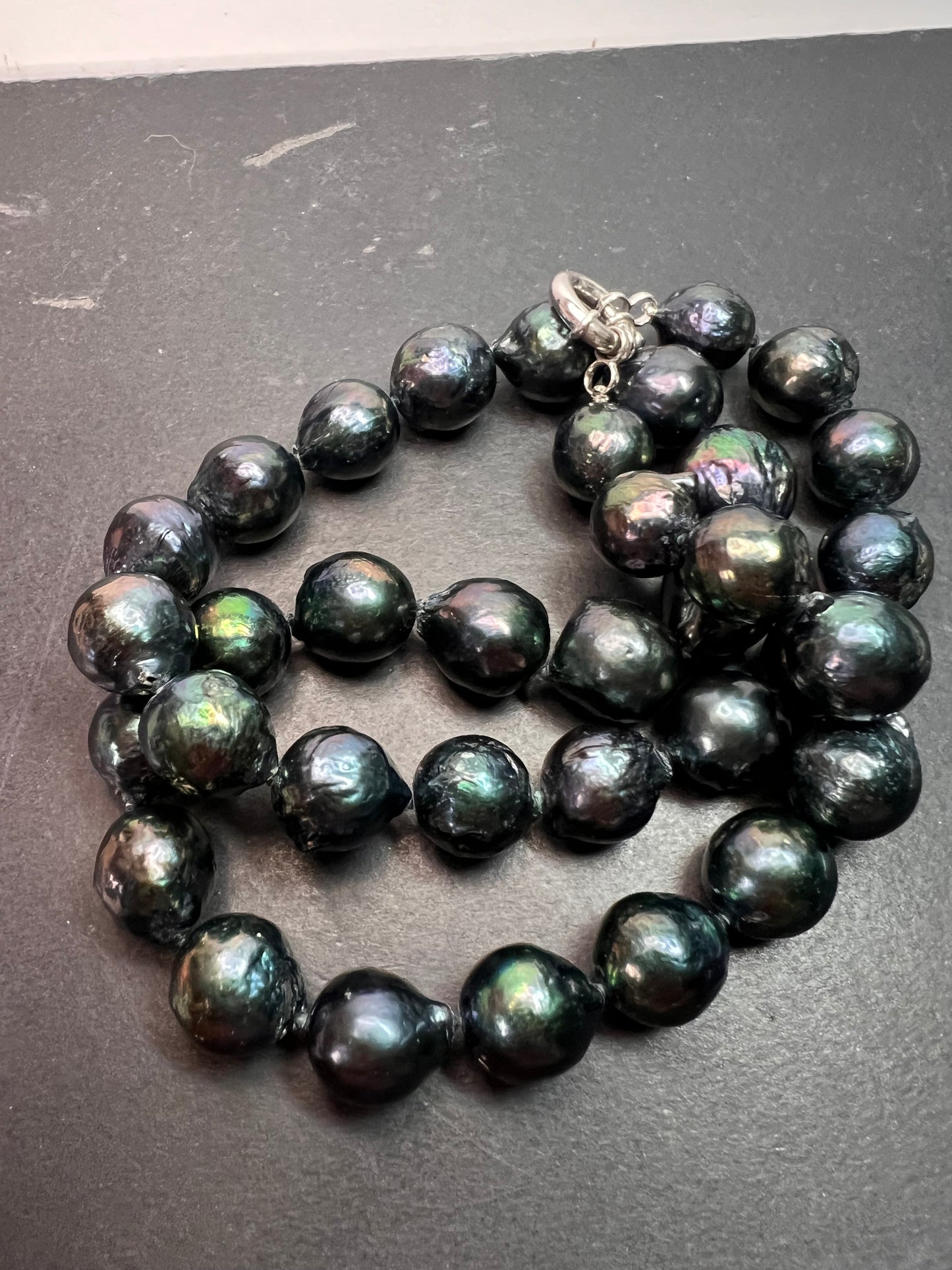 13mm Tahitian peacock baroque pearl 22 inch necklace with sterling silver clasp