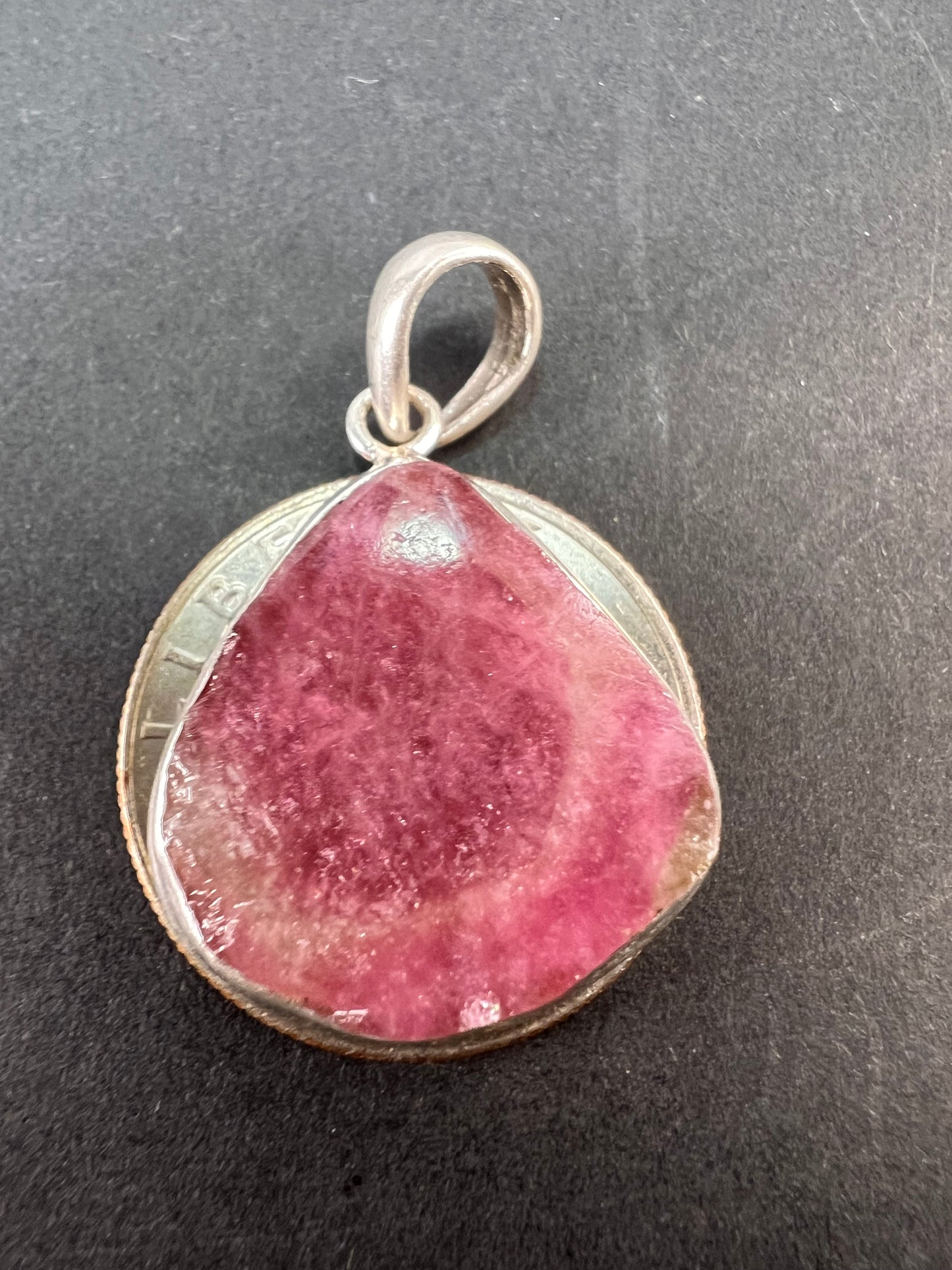 NEW Pink / Tri colored tourmaline sterling silver pendant 4.34 grams