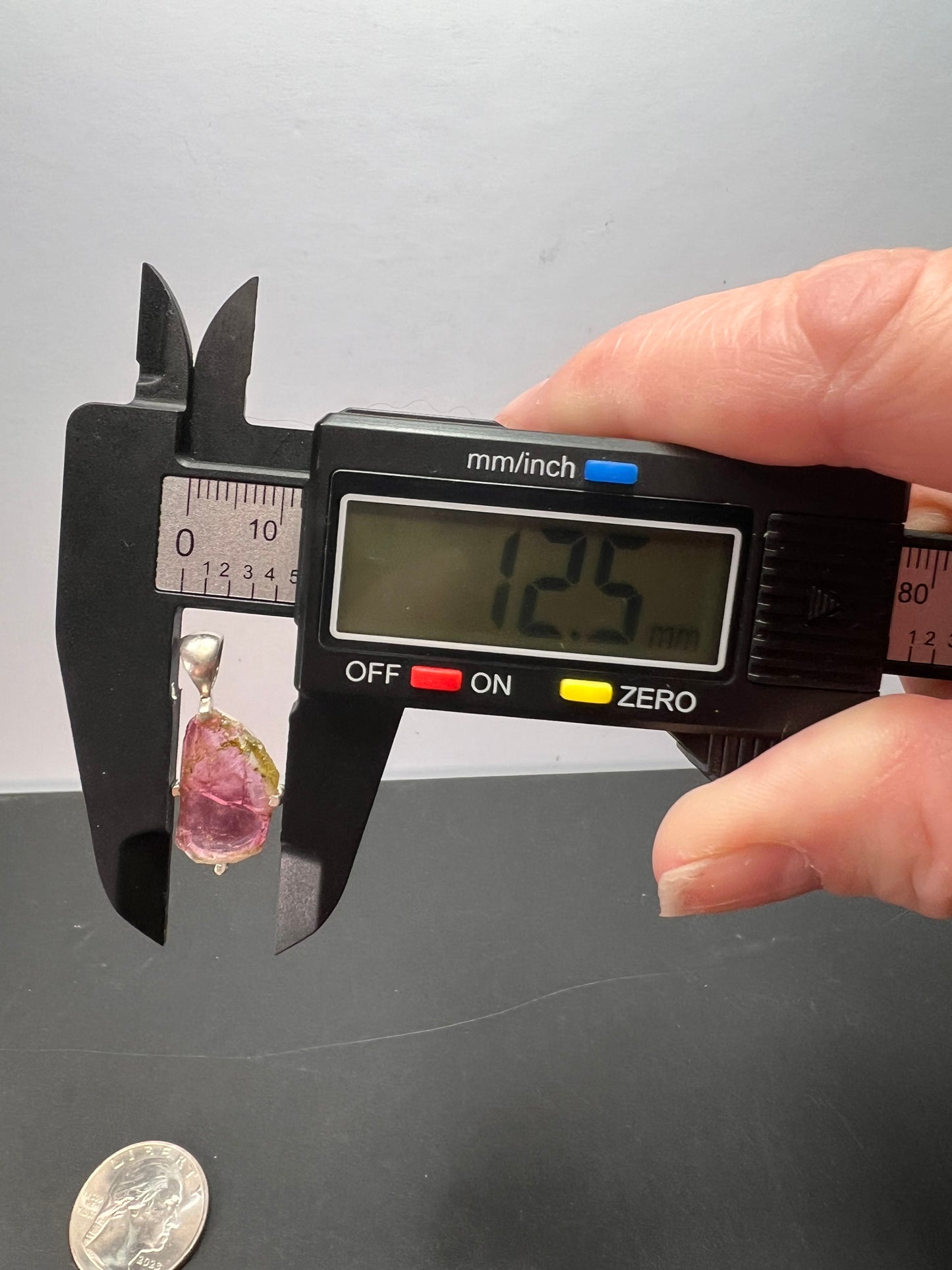 NEW Watermelon tourmaline sterling silver pendant 1.56 grams