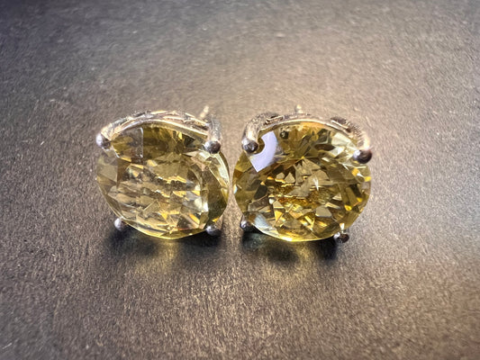 Lemon quartz jumbo stud earrings in sterling silver