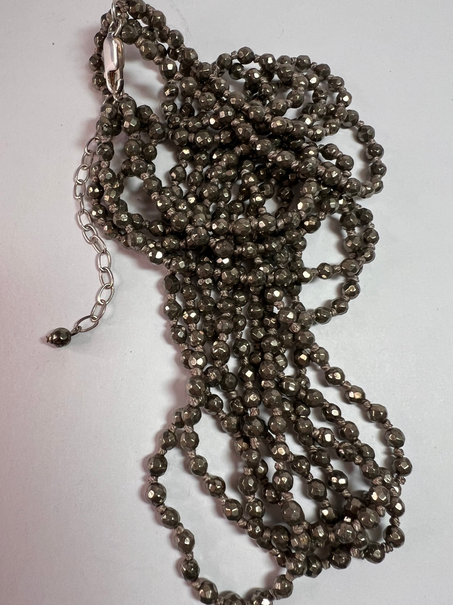 NEW pyrite multi strand necklace with sterling silver clasp