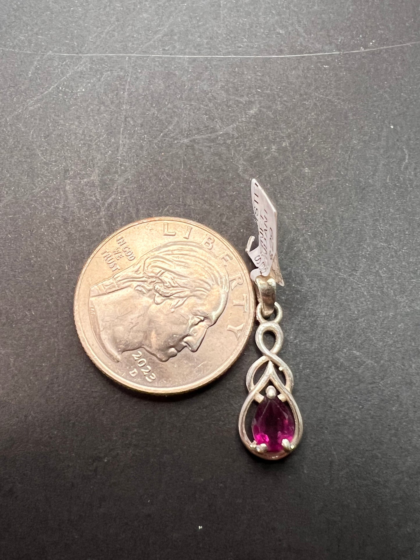 NEW raspberry rhodolite garnet sterling silver twist pendant