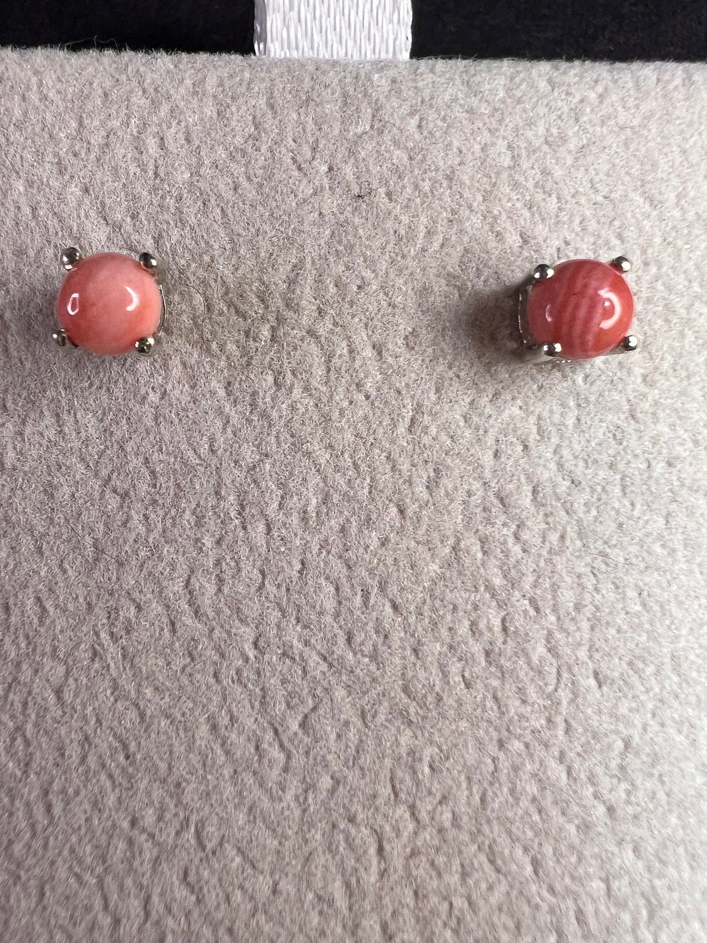 NEW Oregon peach opal 6mm stud earrings in rhodium over sterling silver