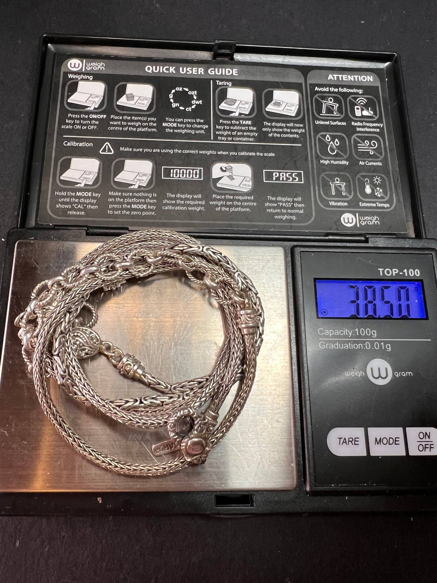 Sarda Sterling Silver 36” Balinese Foxtail Station Necklace – Handcrafted 925 Artisan Chain