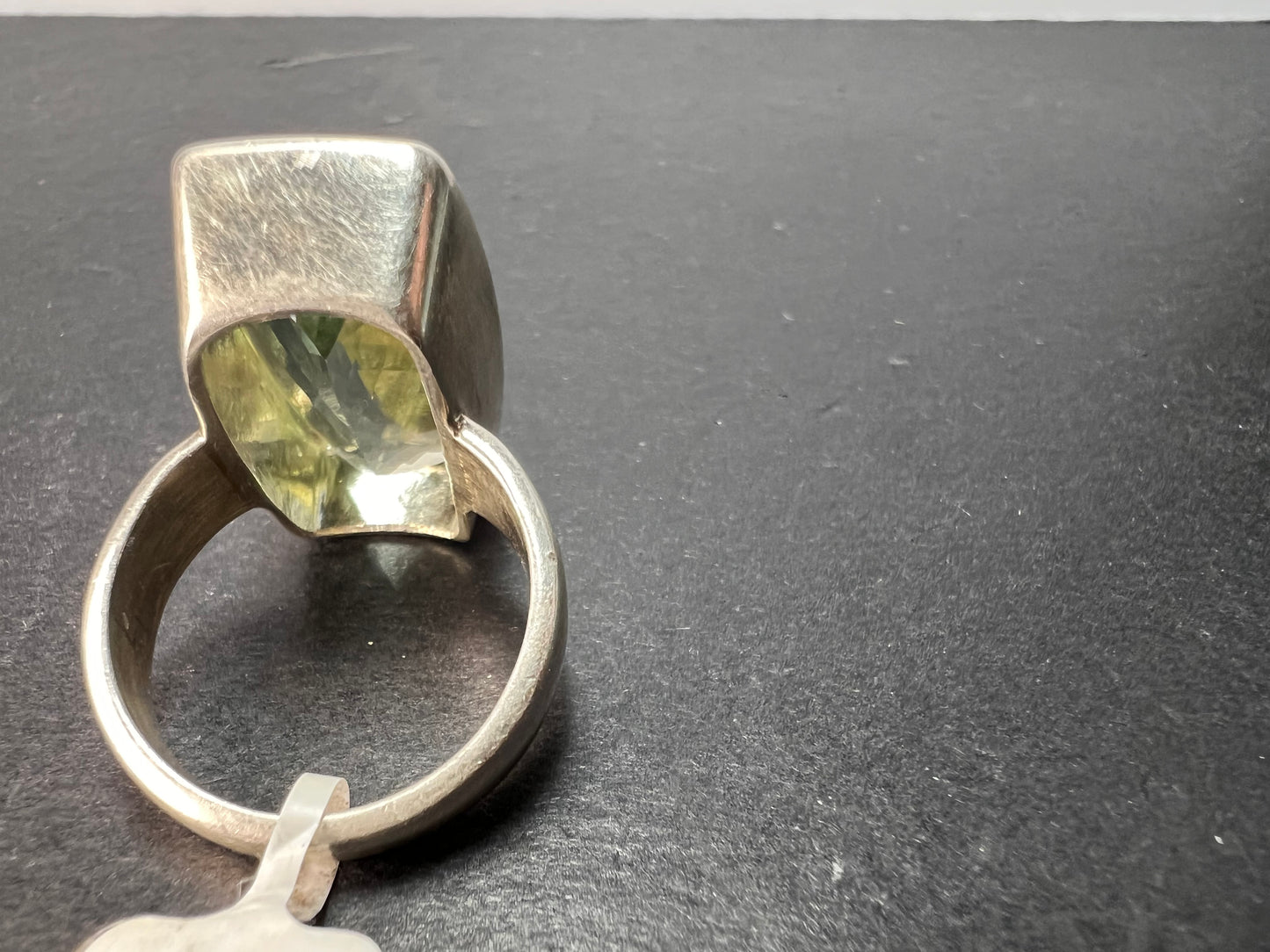 NEW cushion cut Prasiolite sterling silver ring size 7 10.83 grams