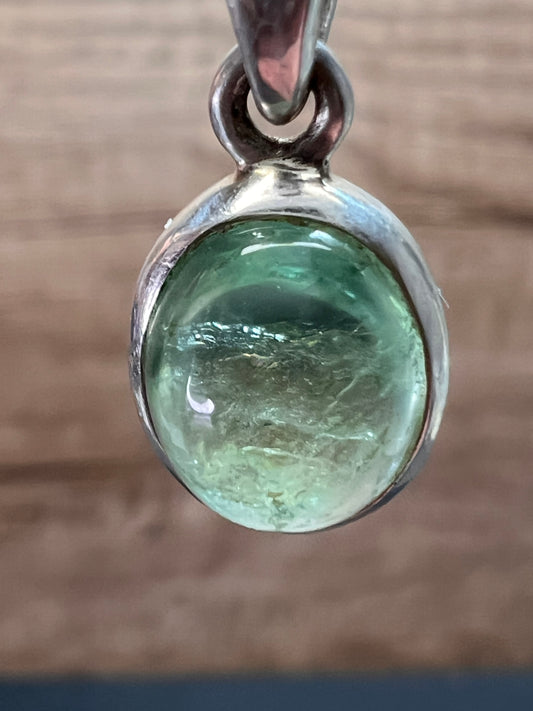 NEW Seafoam green gem tourmaline sterling silver pendant 1.72 grams