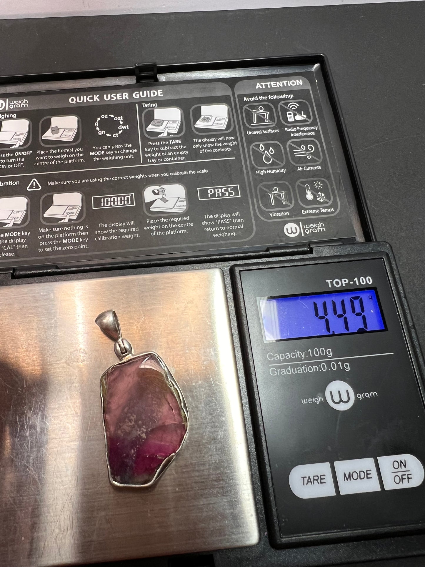 NEW Multi color tourmaline sterling silver pendant 4.49 grams