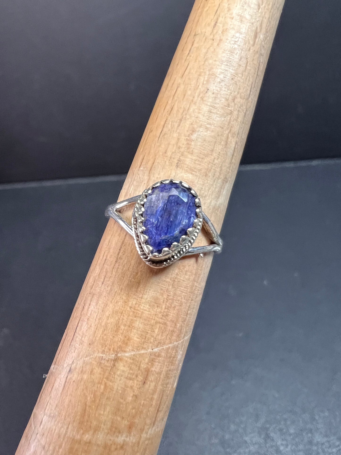 Blue kyanite sterling silver teardrop ring size 5