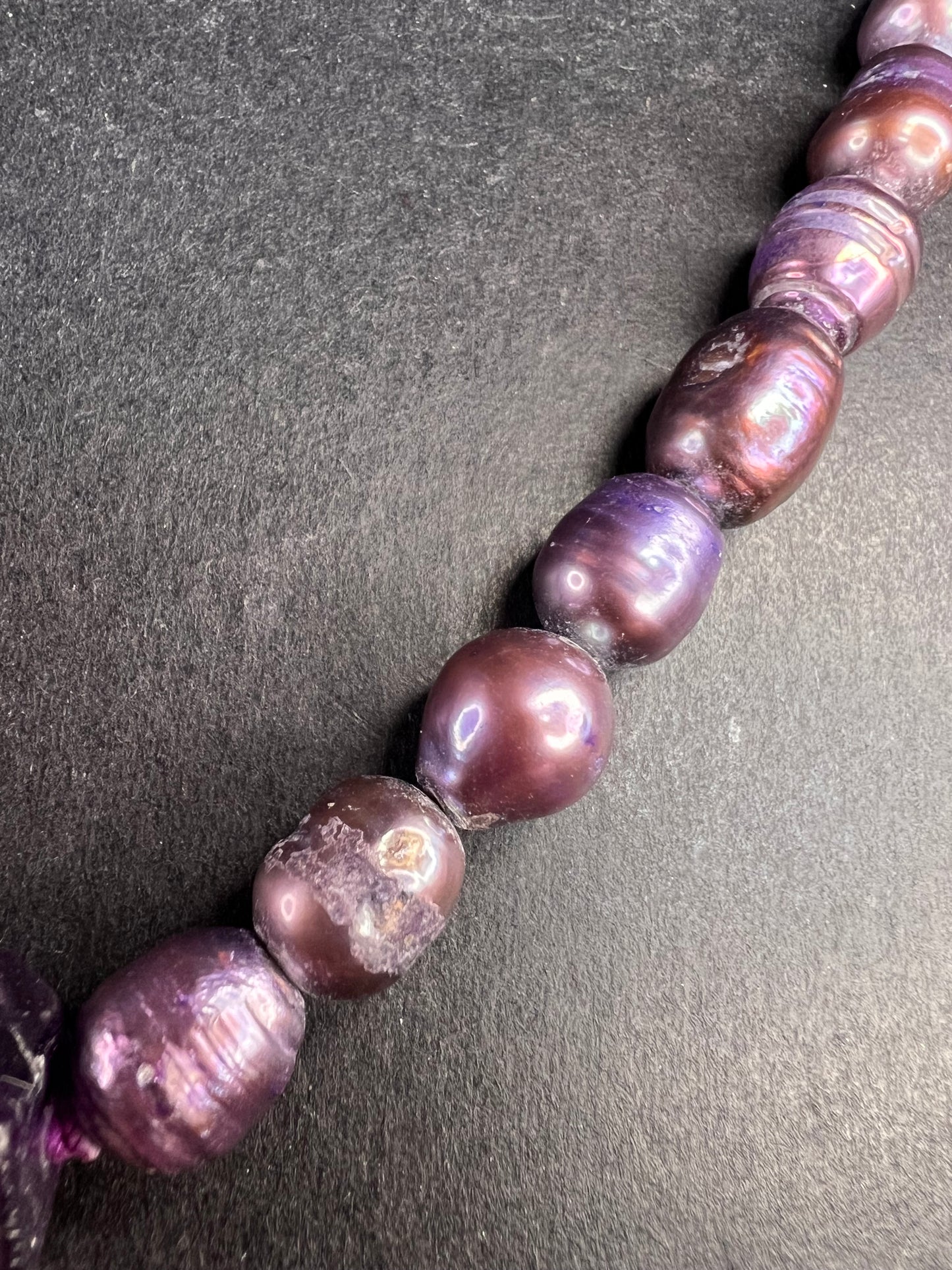 NEW purple pearls and amethyst necklace with sterling silver clasp