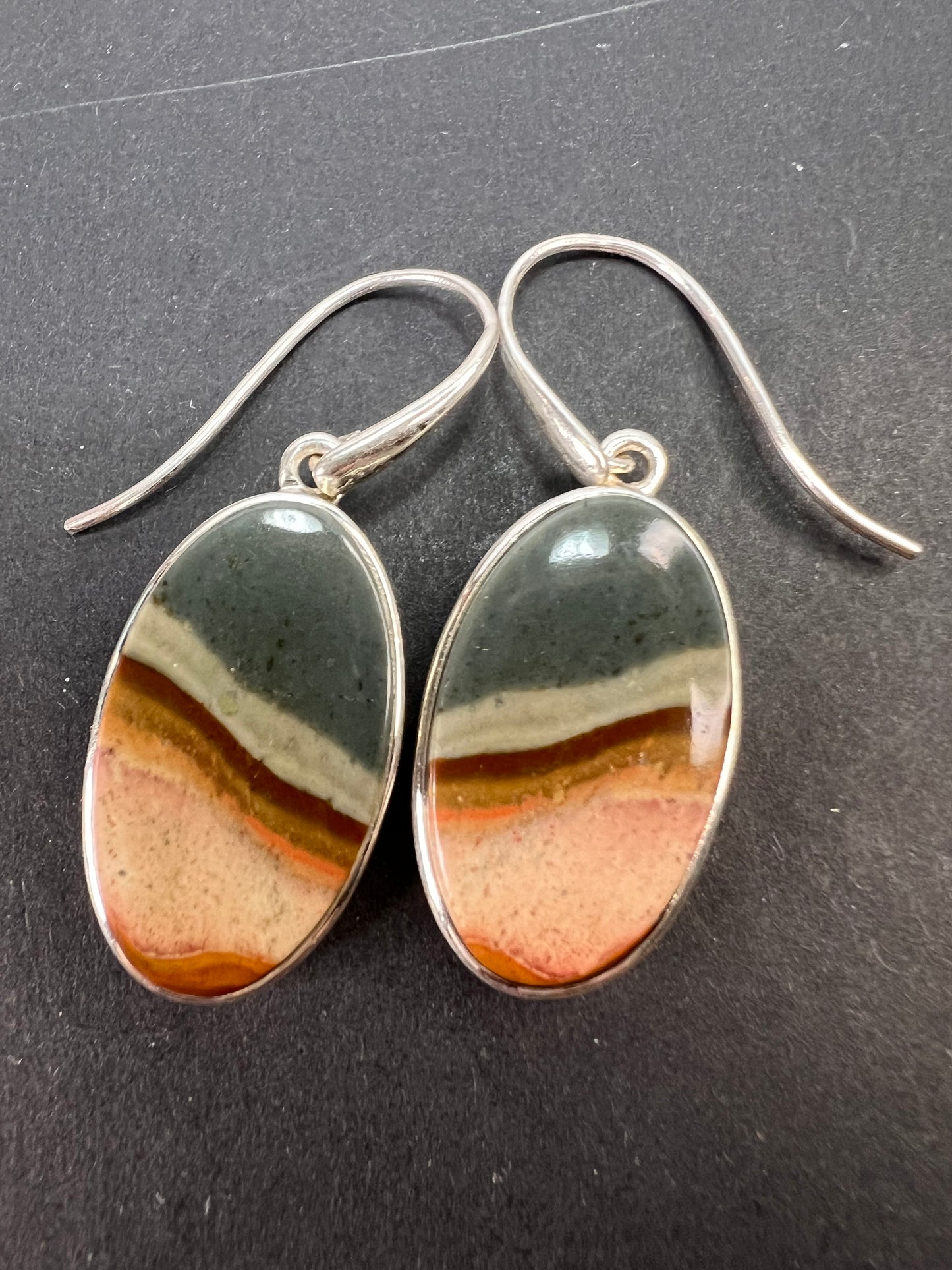 NEW Polychrome Jasper sterling silver dangle earrings 7.34 grams