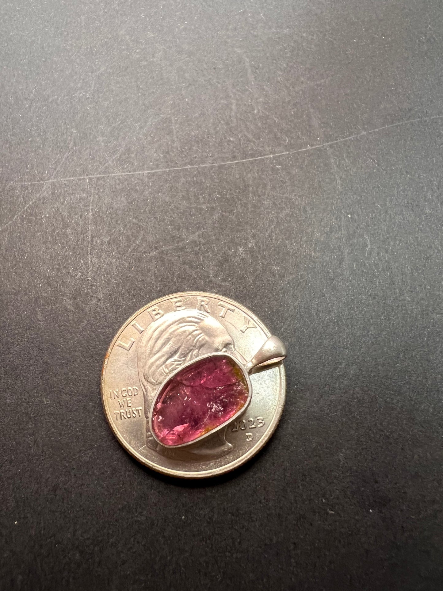 NEW pink/ watermelon tourmaline sterling silver pendant 1.31 grams