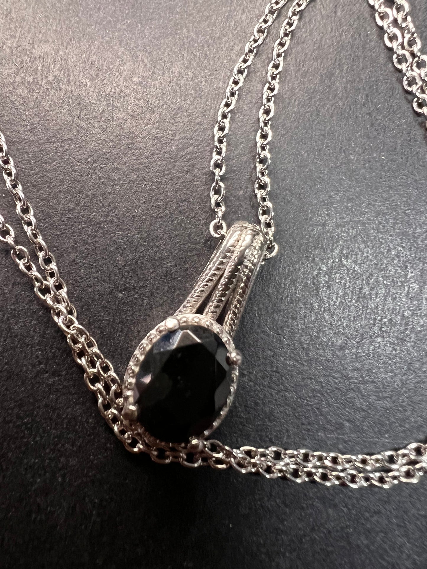NEW black tourmaline stainless steel pendant and chain