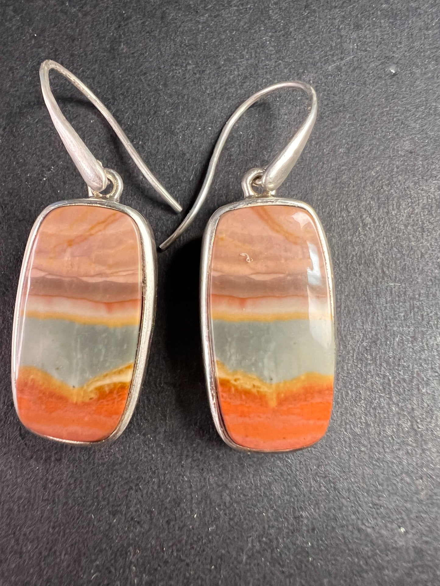 NEW polychrome Jasper sterling silver earrings 9.39 grams