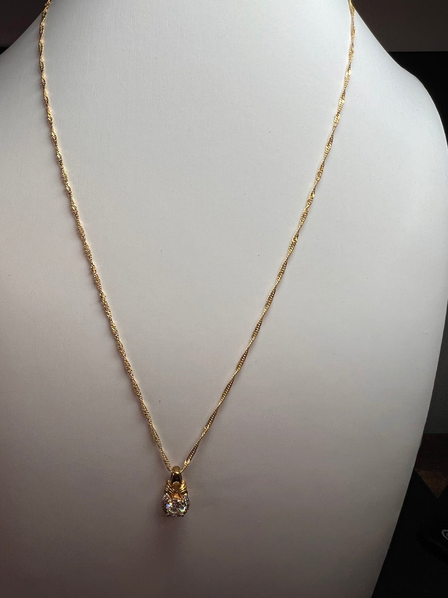 Strontium Titanate And White Zircon 18k Yellow Gold Over Sterling Silver Pendant With Chain 1.23ctw