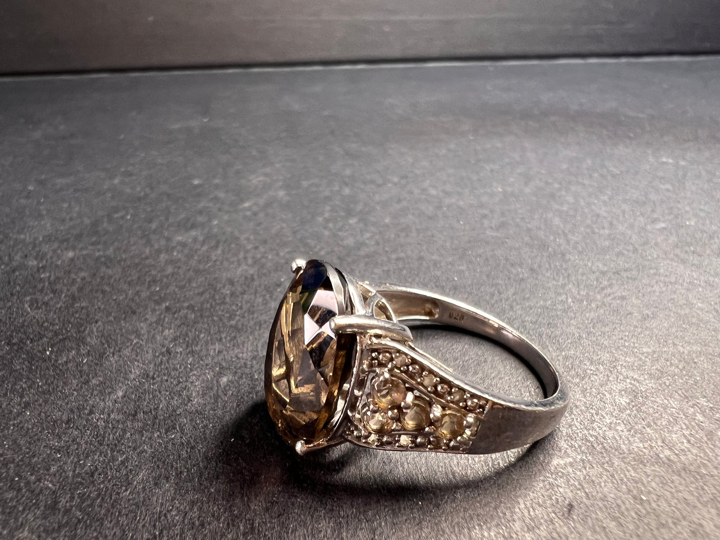 Smoky quartz Sterling silver ring size 8