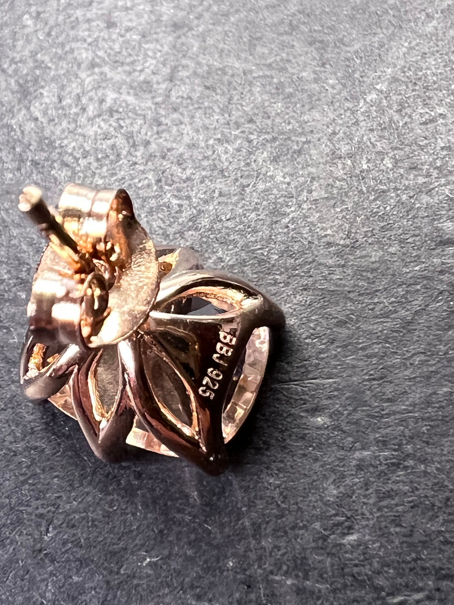 18k rose gold over sterling silver morganite simulant stud earrings