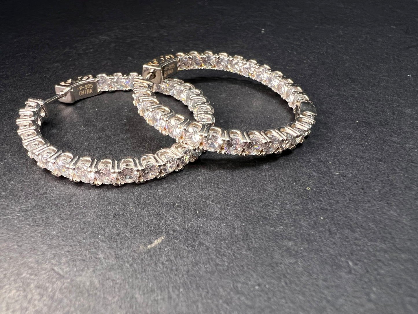 CZ inside out hoop earrings in sterling silver