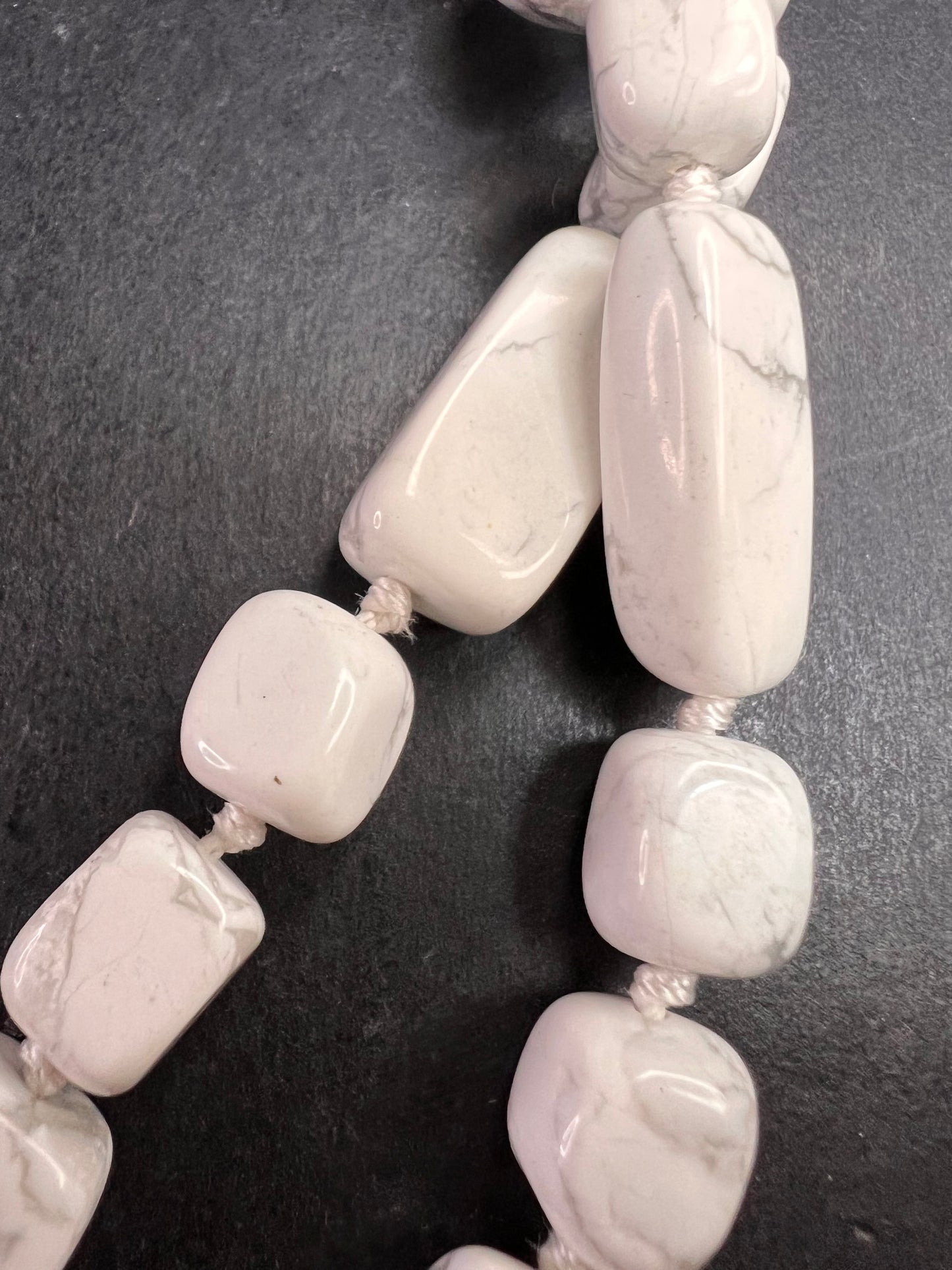 NEW howlite 36 inch knotted necklace with sterling silver clasp