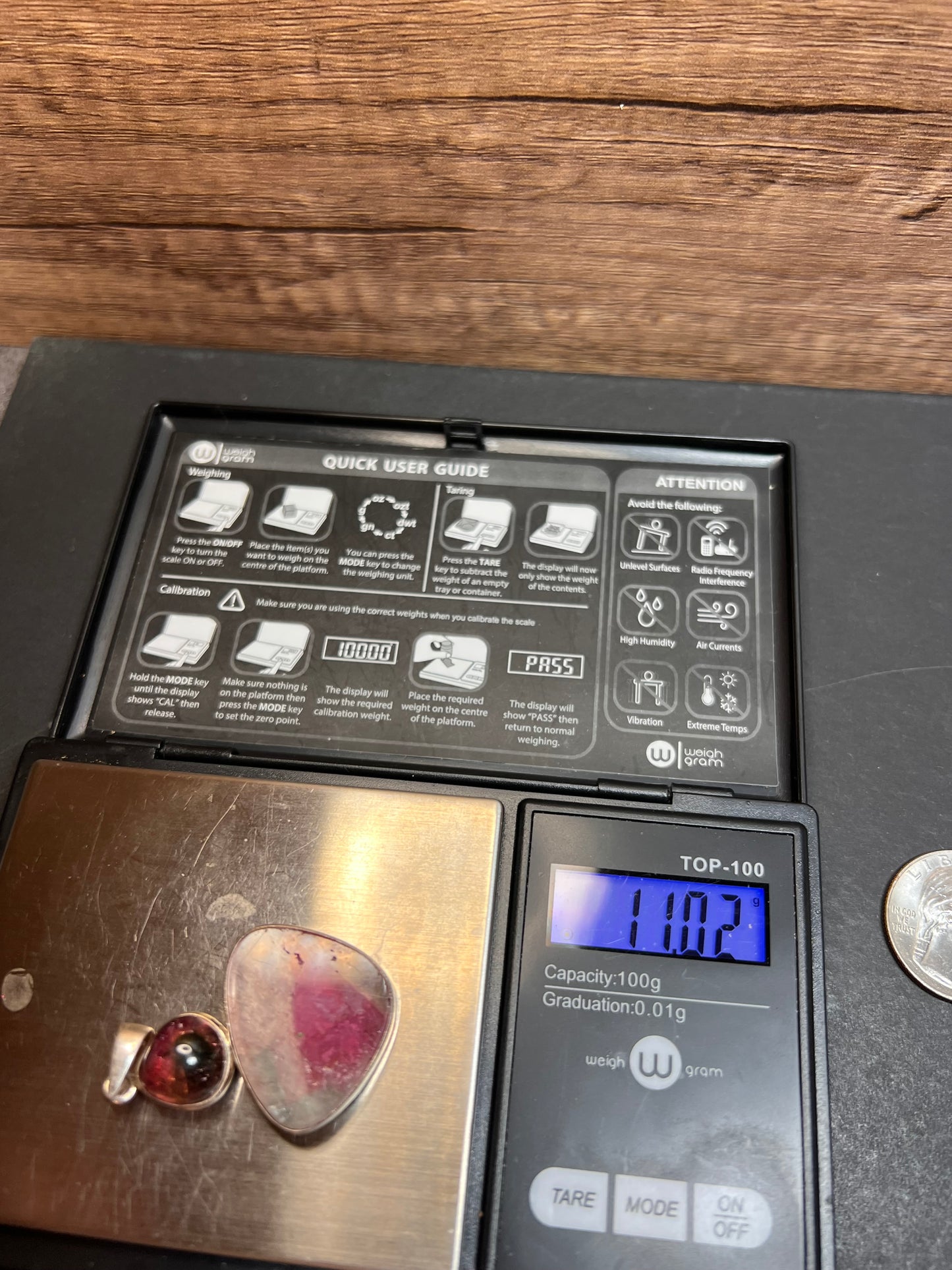 NEW Watermelon Tri color tourmaline sterling silver pendant 11.02 grams