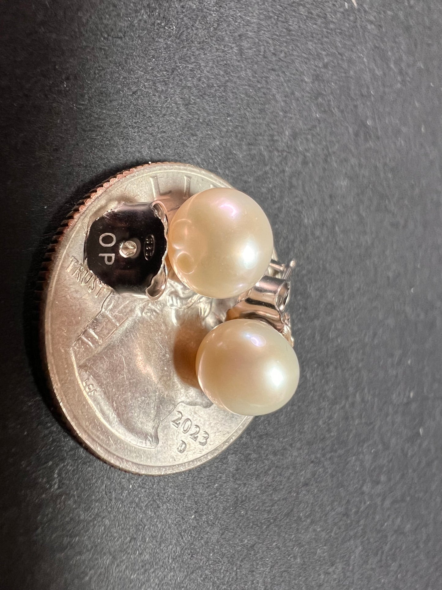 NEW white freshwater pearl stud earrings in sterling silver