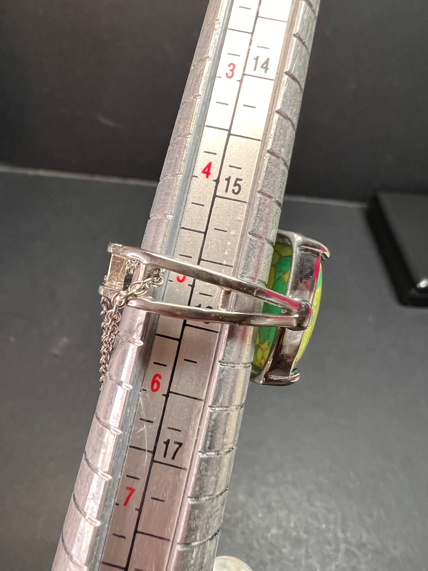 NEW Mojave green turquoise convertible pendant ring with chain in stainless steel