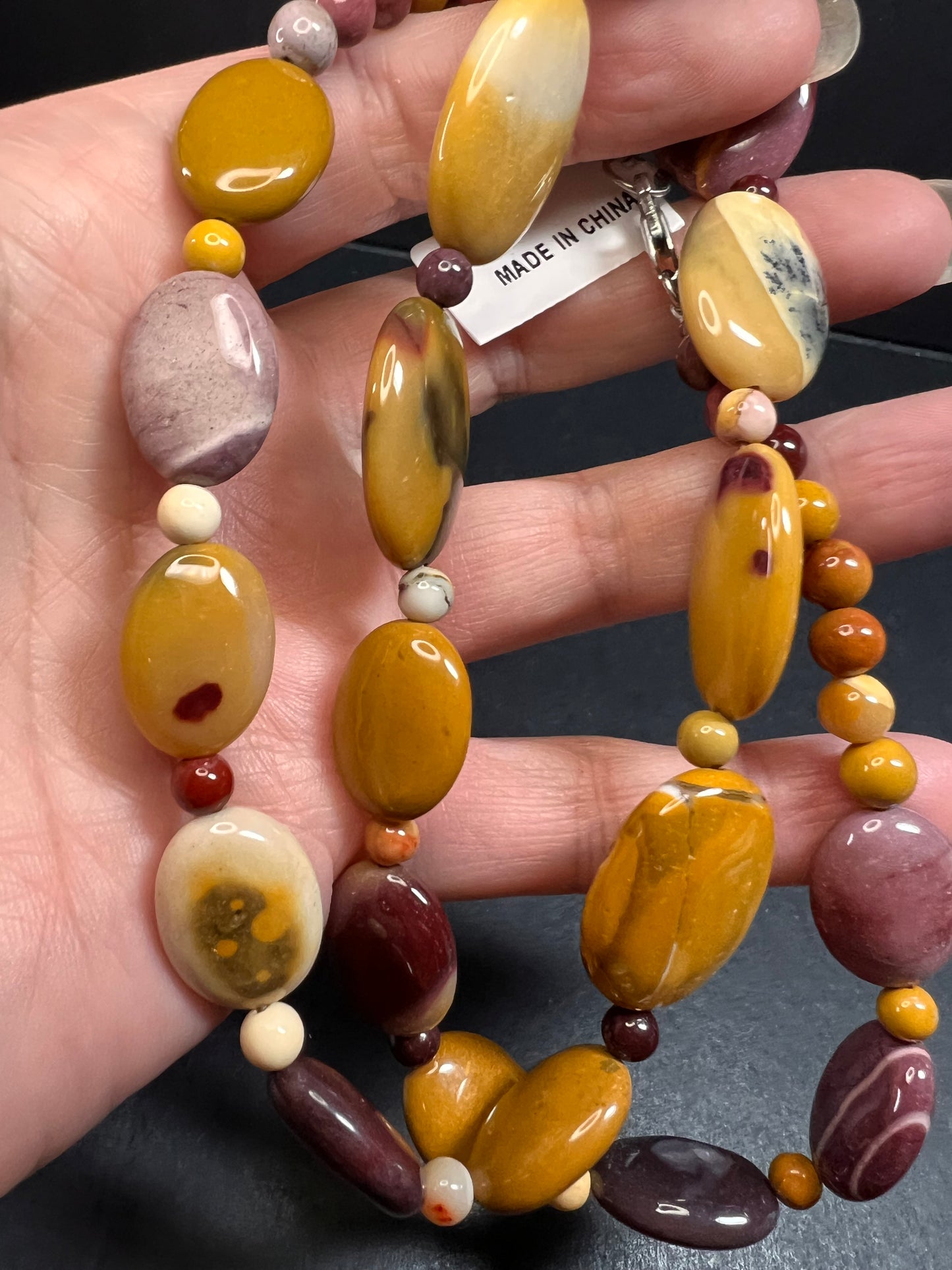 NEW Mookaite Jasper 24 inch necklace with sterling silver clasp