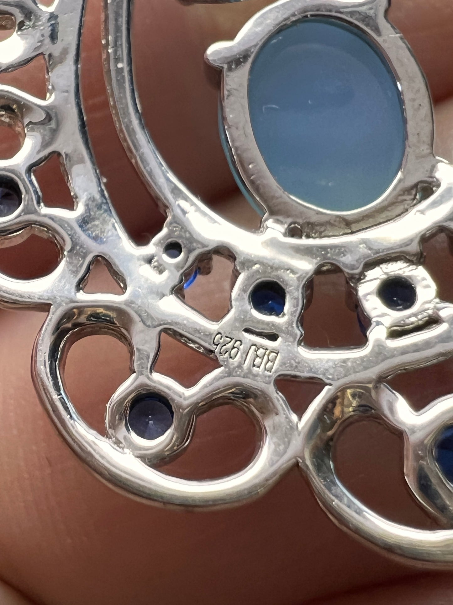 LAB BLUE SPINEL AND BLUE CHALCEDONY RHODIUM OVER SILVER EARRINGS