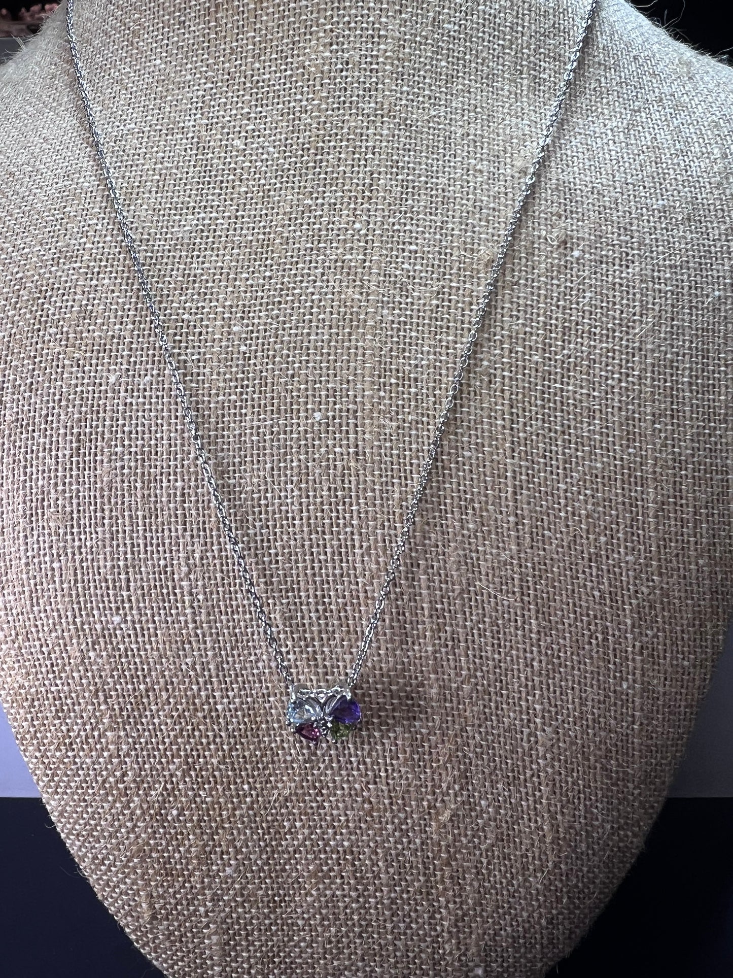 Multi stone butterfly pendant in stainless steel with 18 inch chain *NEW*