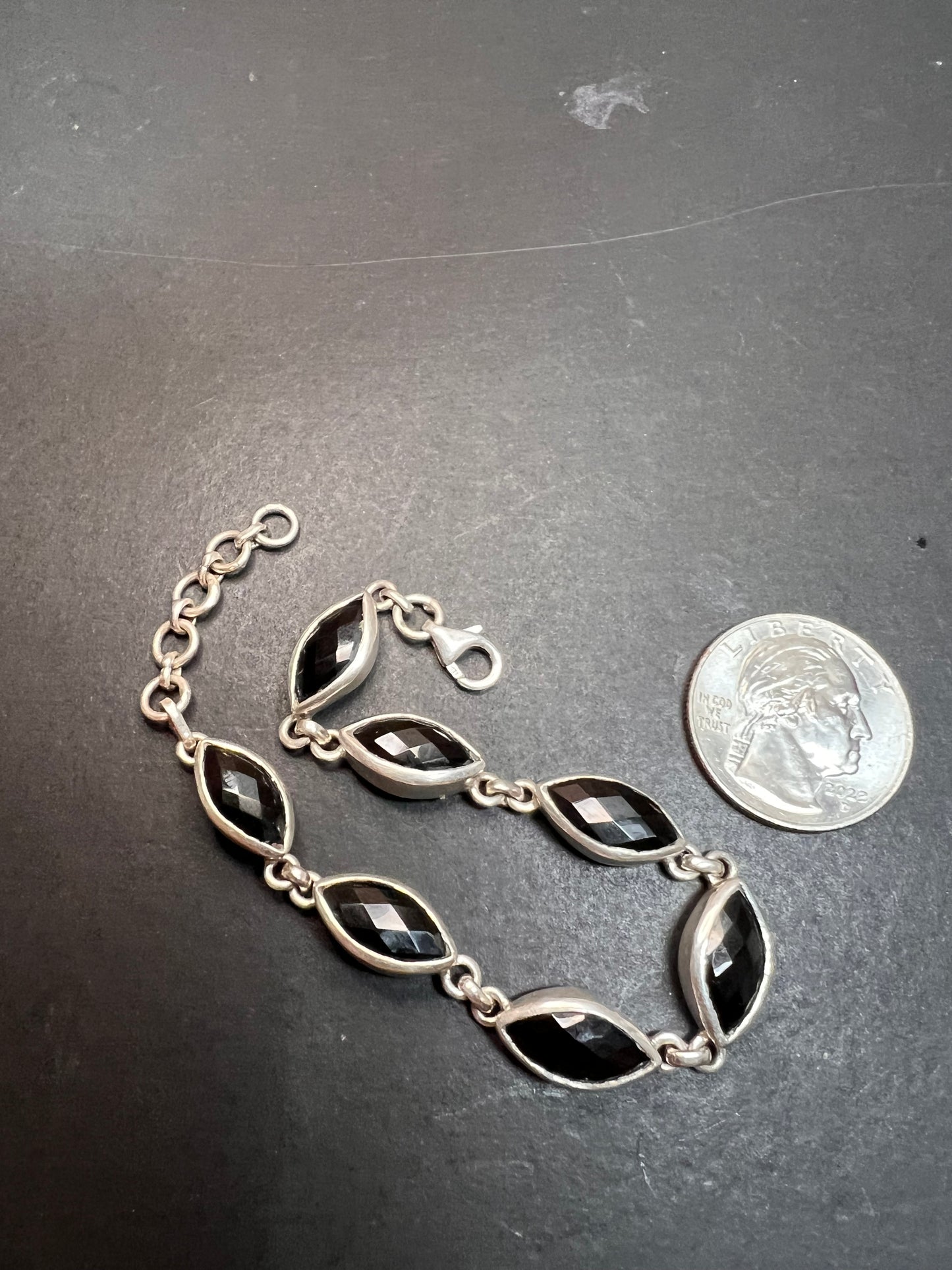 NEW Black onyx sterling silver 8 inch bracelet