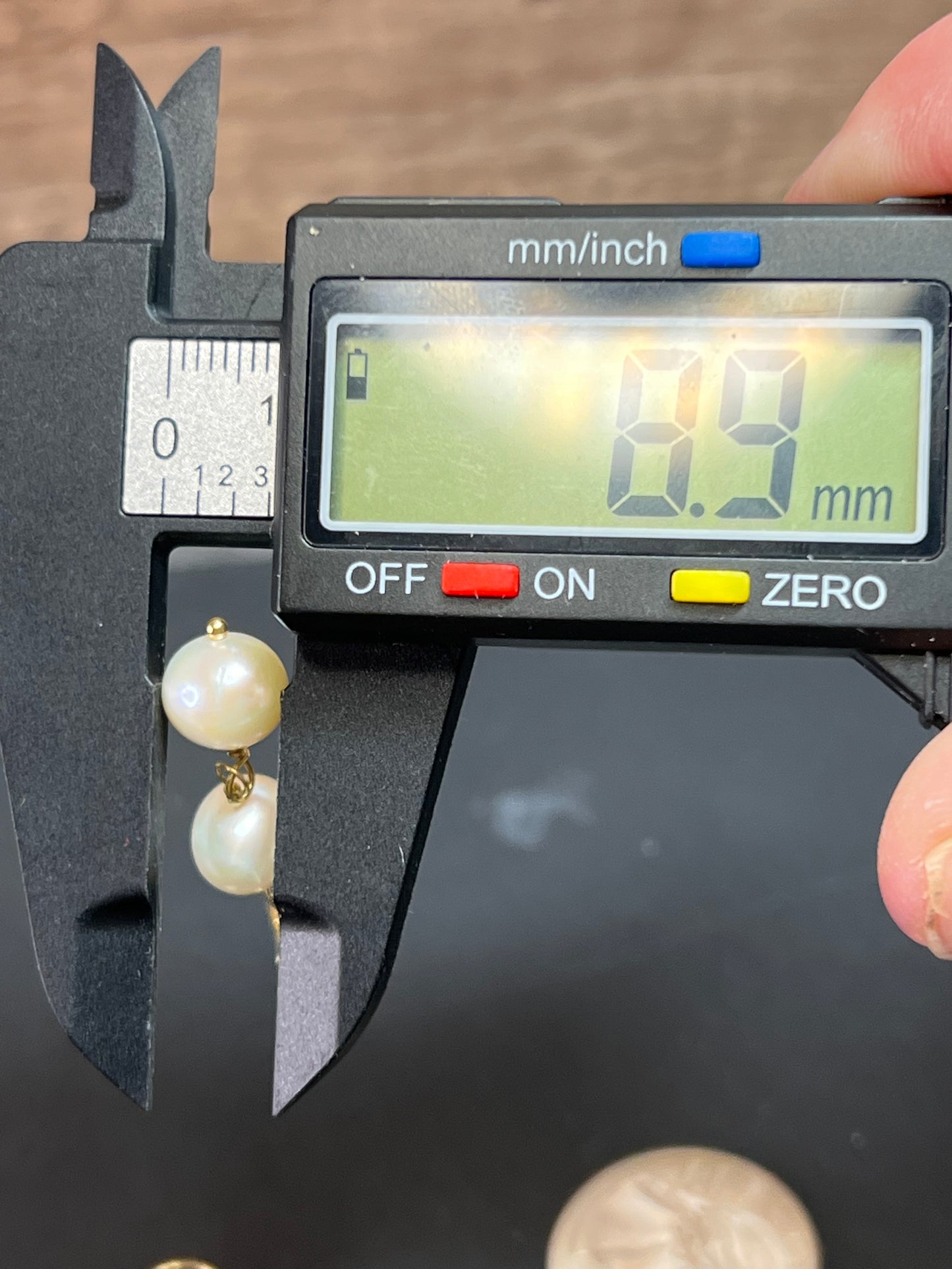 Cultured pearl dangle earrings in YG over sterling silver