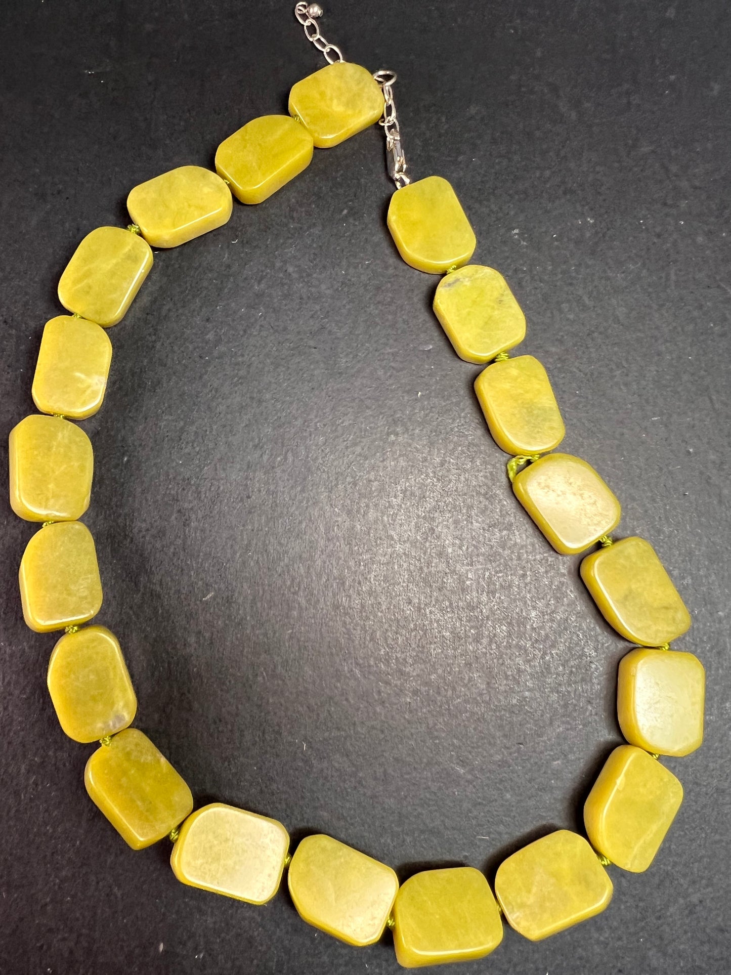 NEW olive serpentine necklace with sterling silver clasp