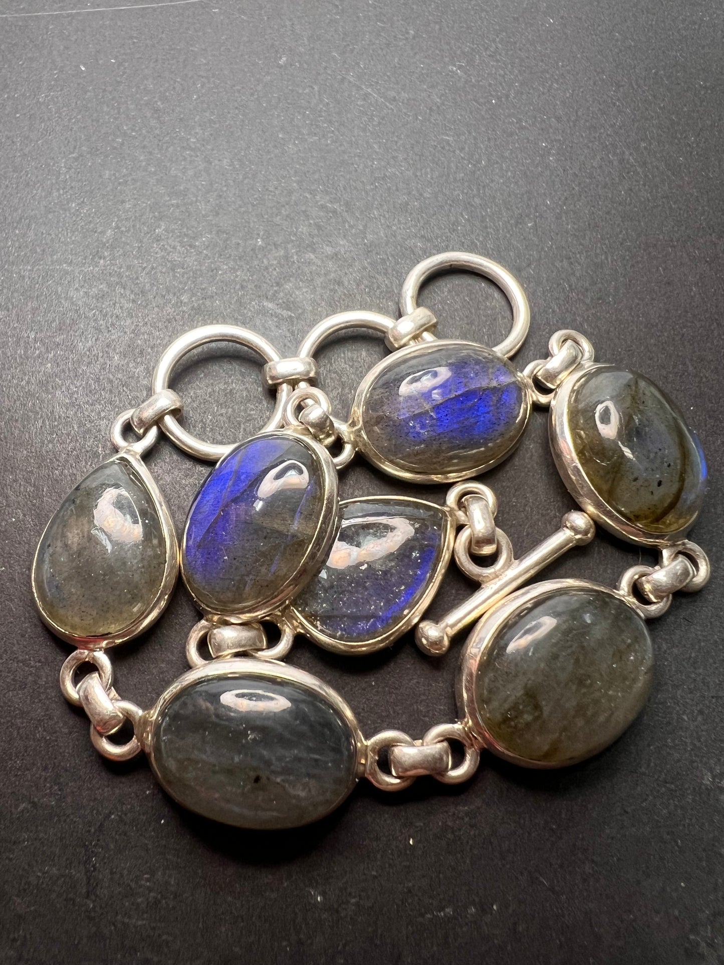 NEW Labradorite Sterling silver link toggle bracelet 9.25 inches