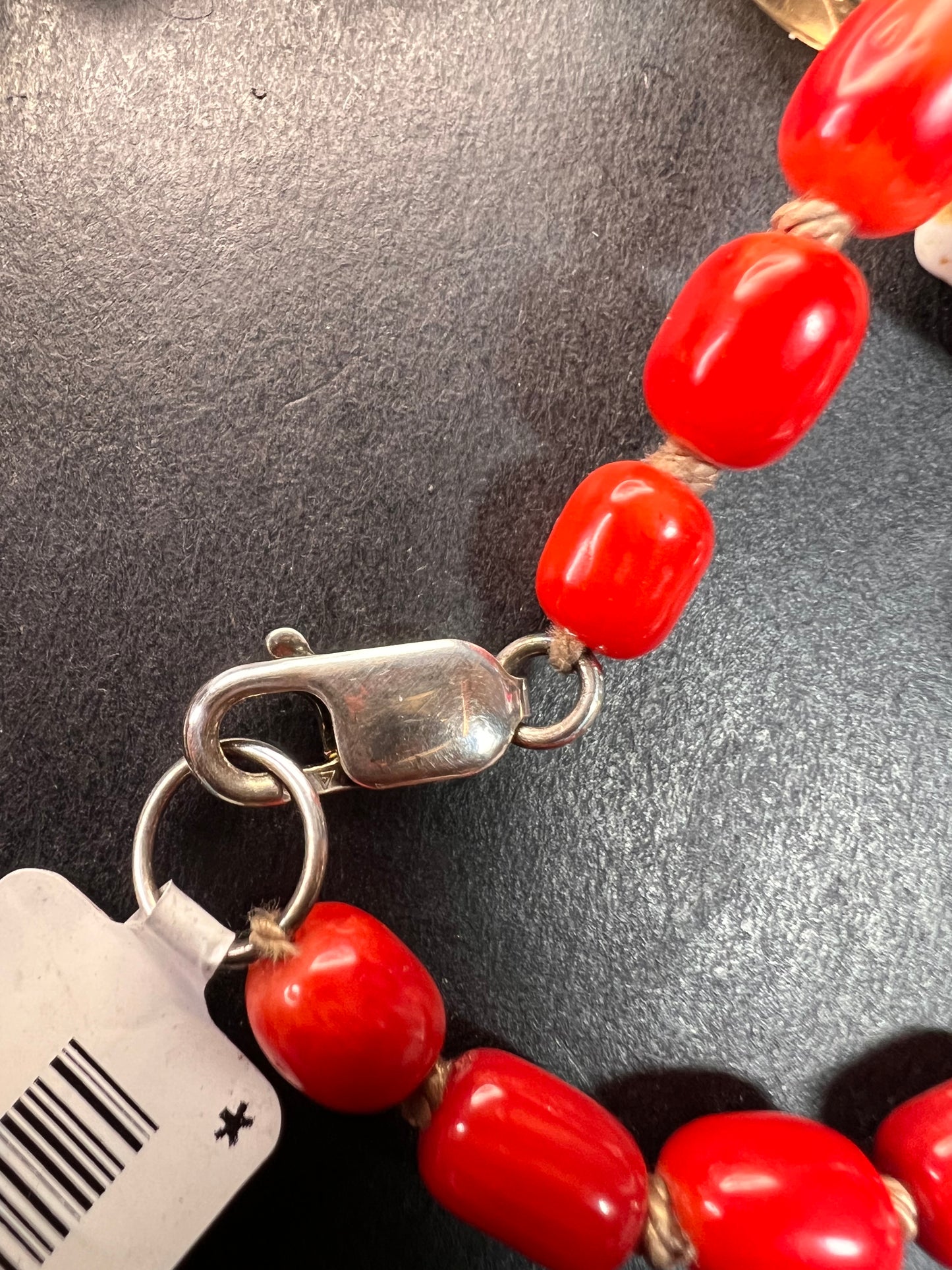 NEW Bamboo coral multi stone sterling silver necklace