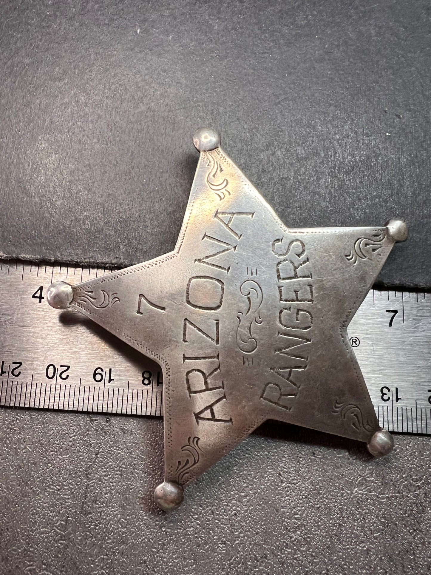 Vintage sterling silver Arizona Rangers 7 badge pin