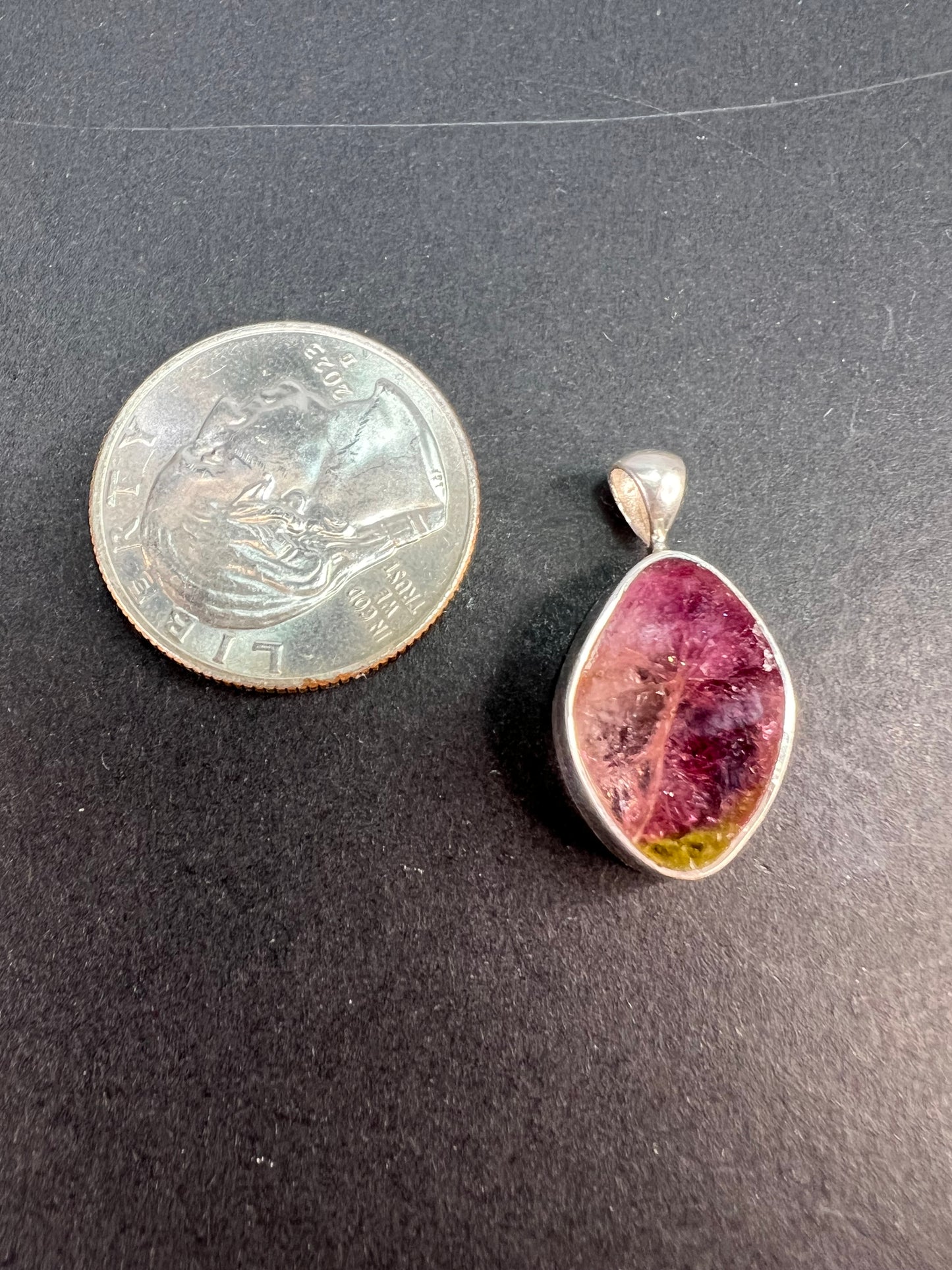 NEW Watermelon pink tourmaline sterling silver pendant 2.51 grams