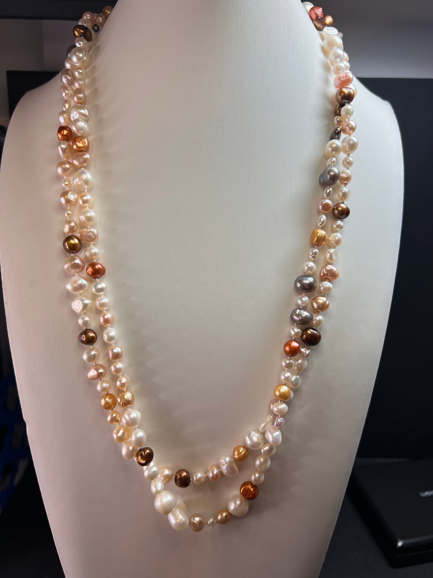 Multi colored freshwater pearls 50 inch endless necklace