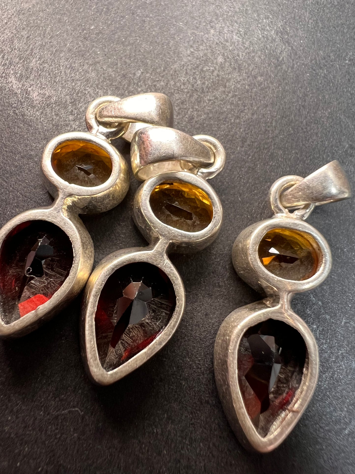 NEW citrine and garnet sterling silver pendant