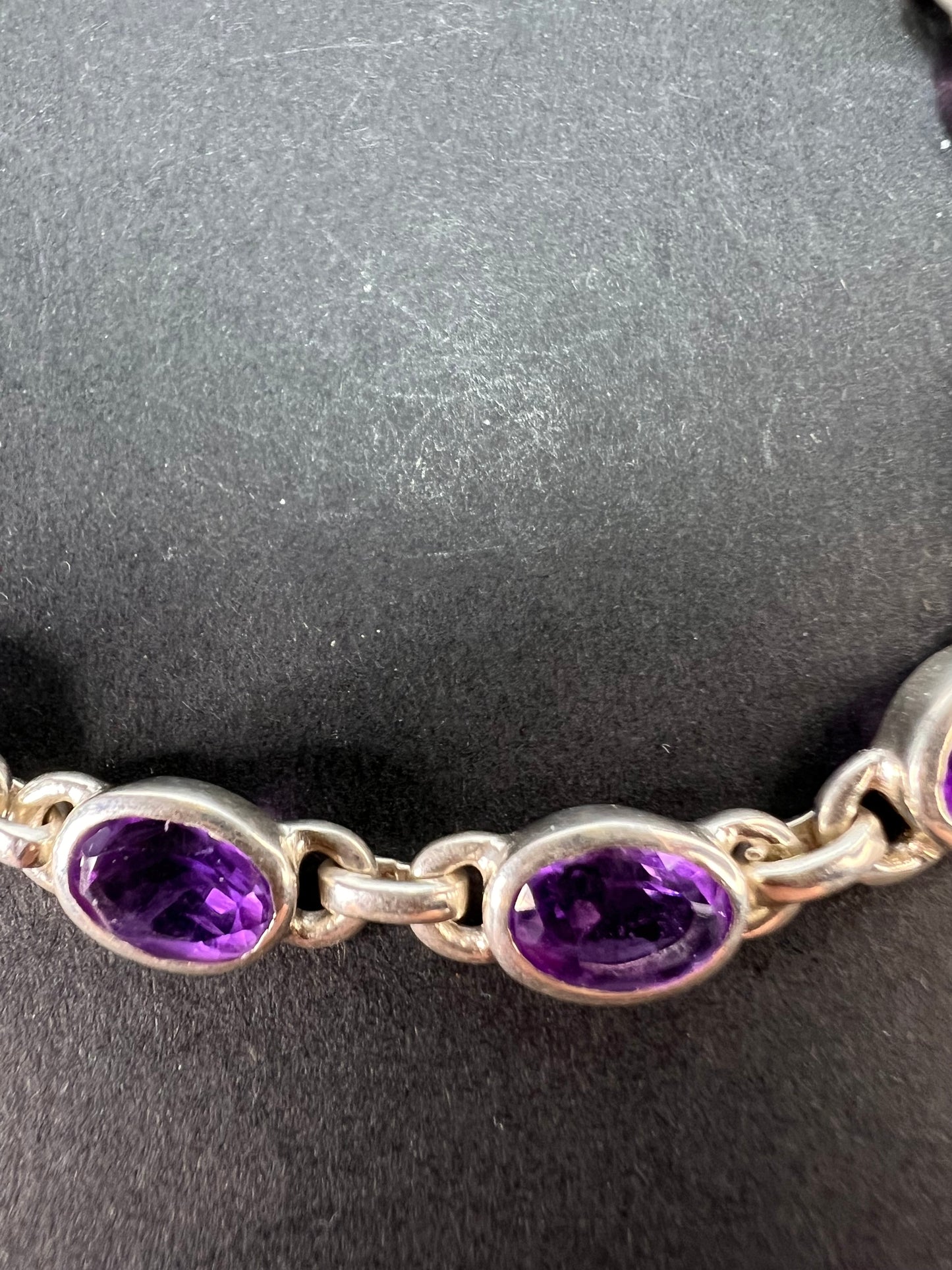 NEW sterling silver amethyst link bracelet