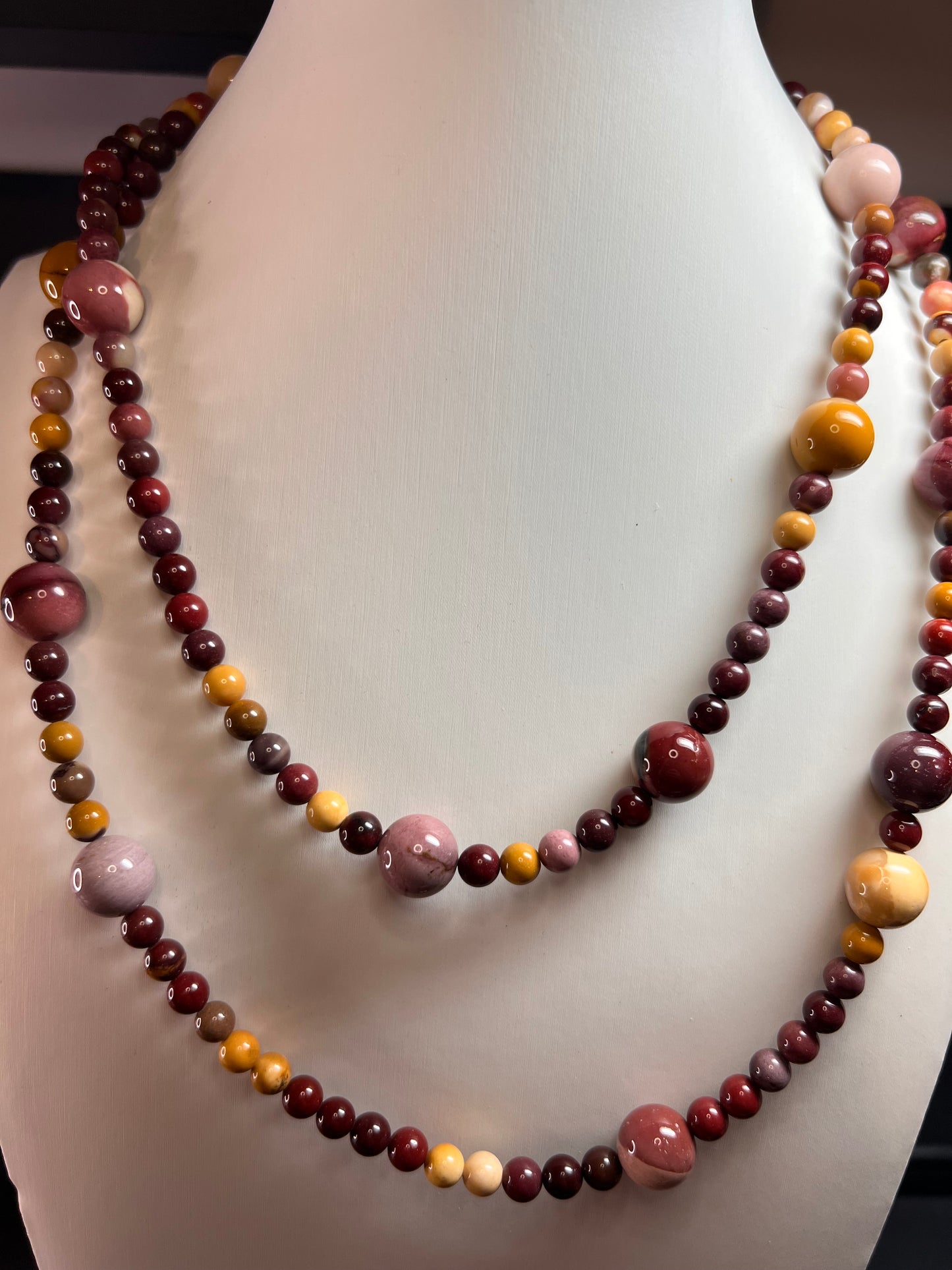 NEW Mookaite Jasper station 36 inch necklace with sterling silver clasp