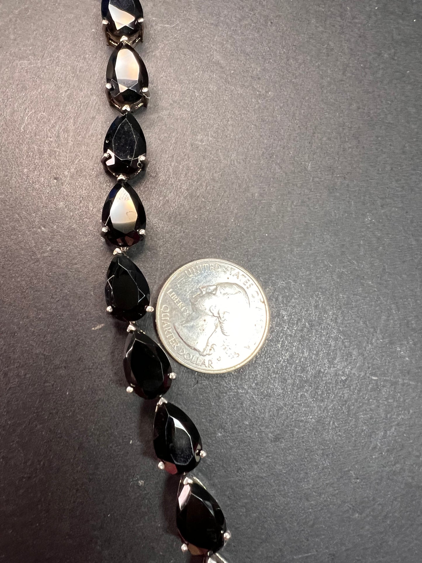 Chuck Clemency Black spinel sterling silver tennis bracelet 7.5 inches