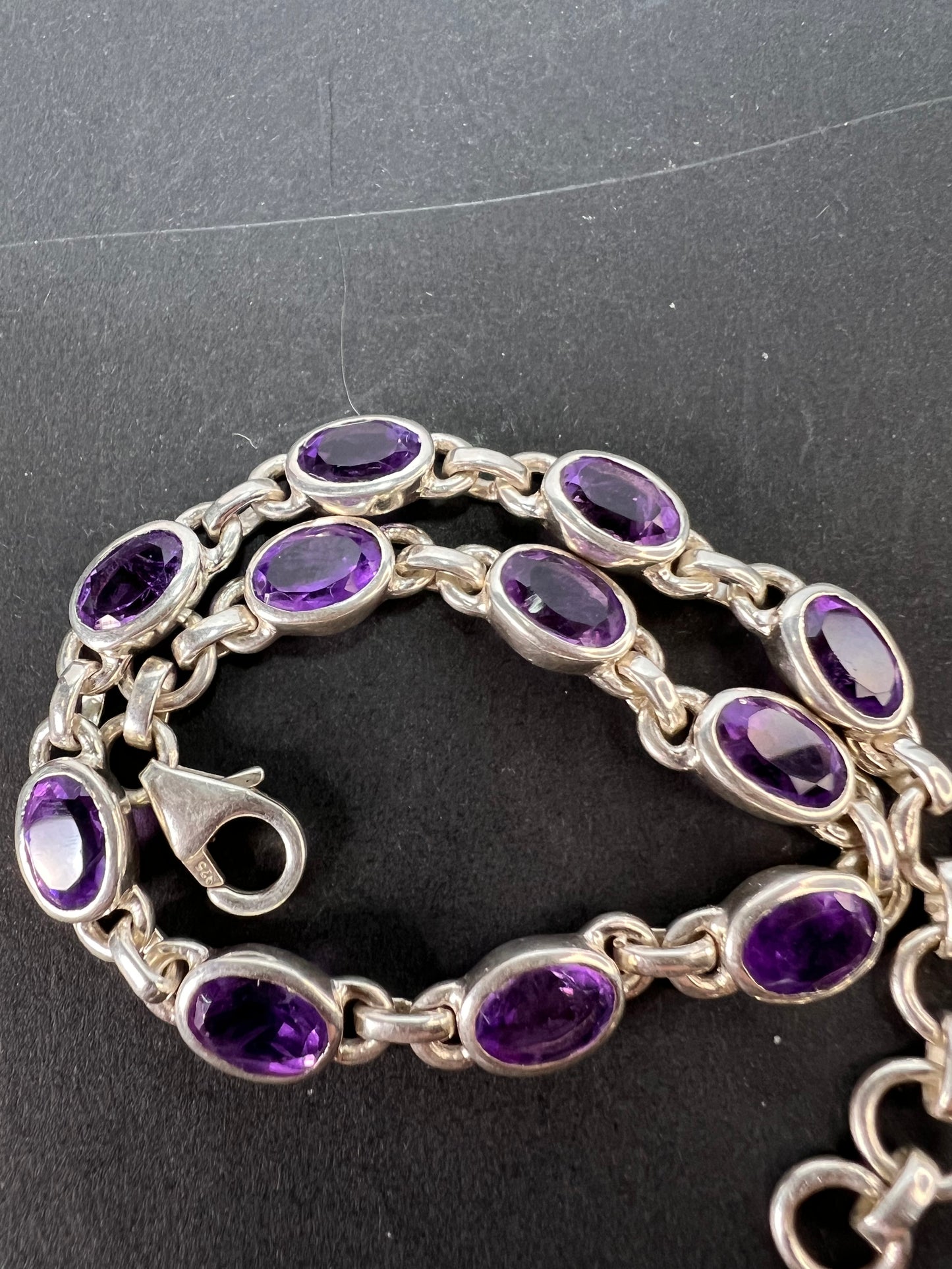 NEW sterling silver amethyst link bracelet