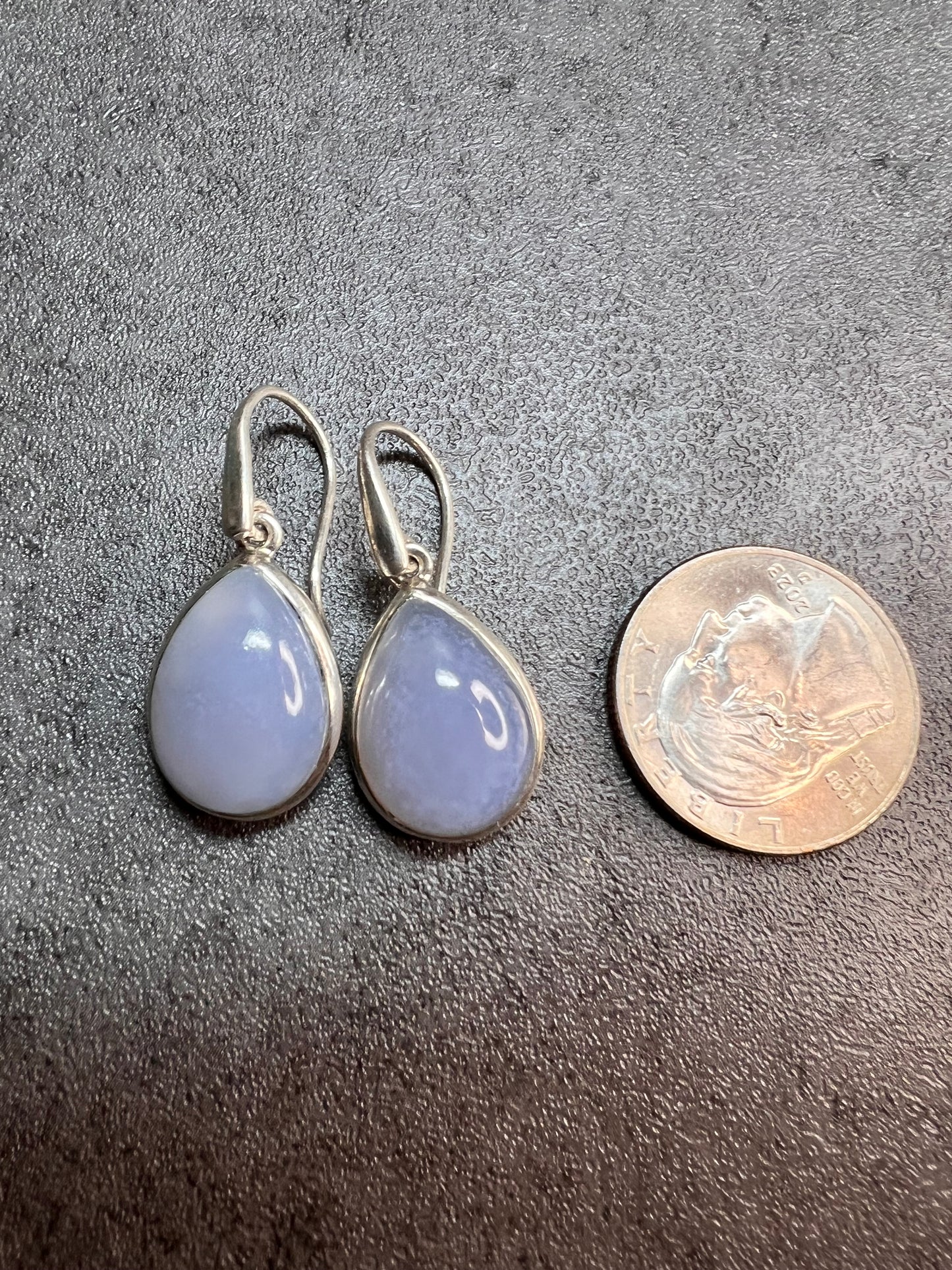 NEW Blue chalcedony sterling silver drop earrings 7.82 grams