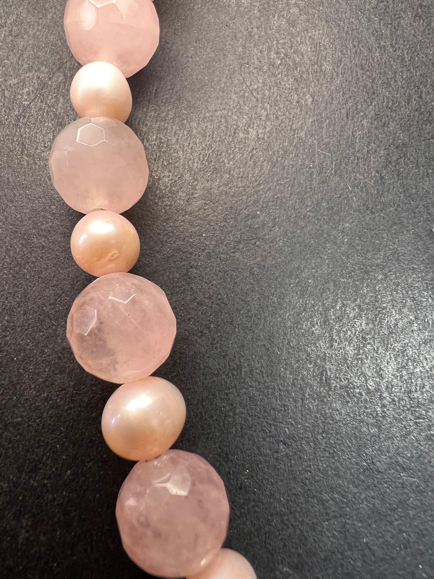NEW rose quartz and pearl sterling silver necklace