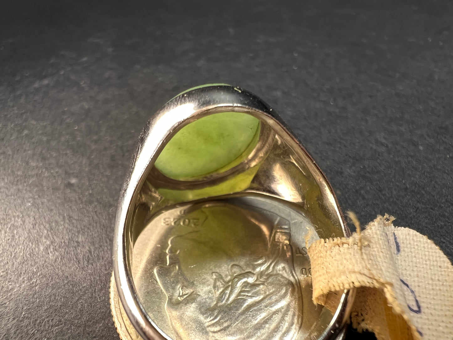Vintage jade Pa Ha Co sterling silver ring size 8
