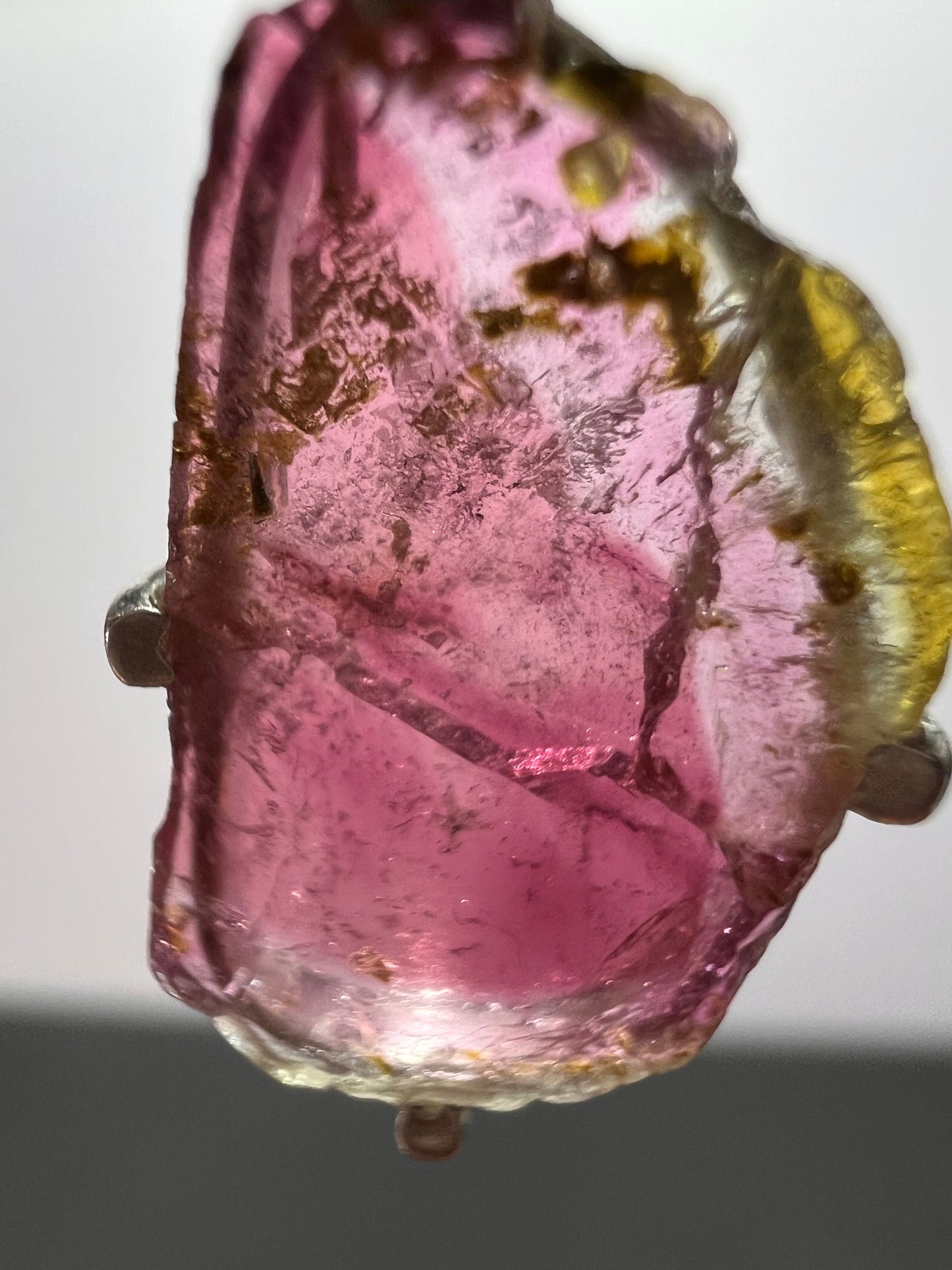 NEW Watermelon tourmaline sterling silver pendant 1.56 grams