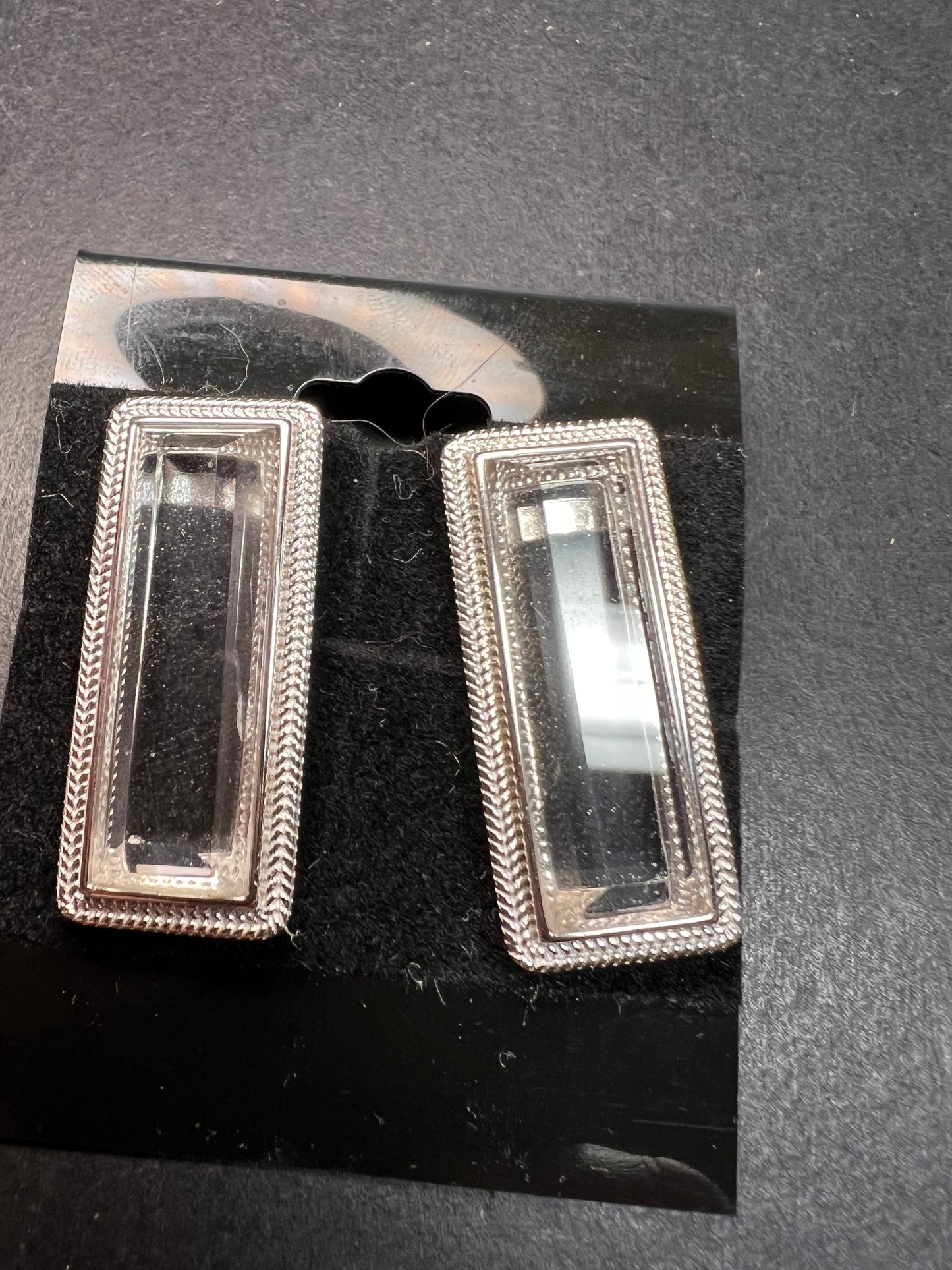 NEW clear quartz gemstone sterling silver earrings