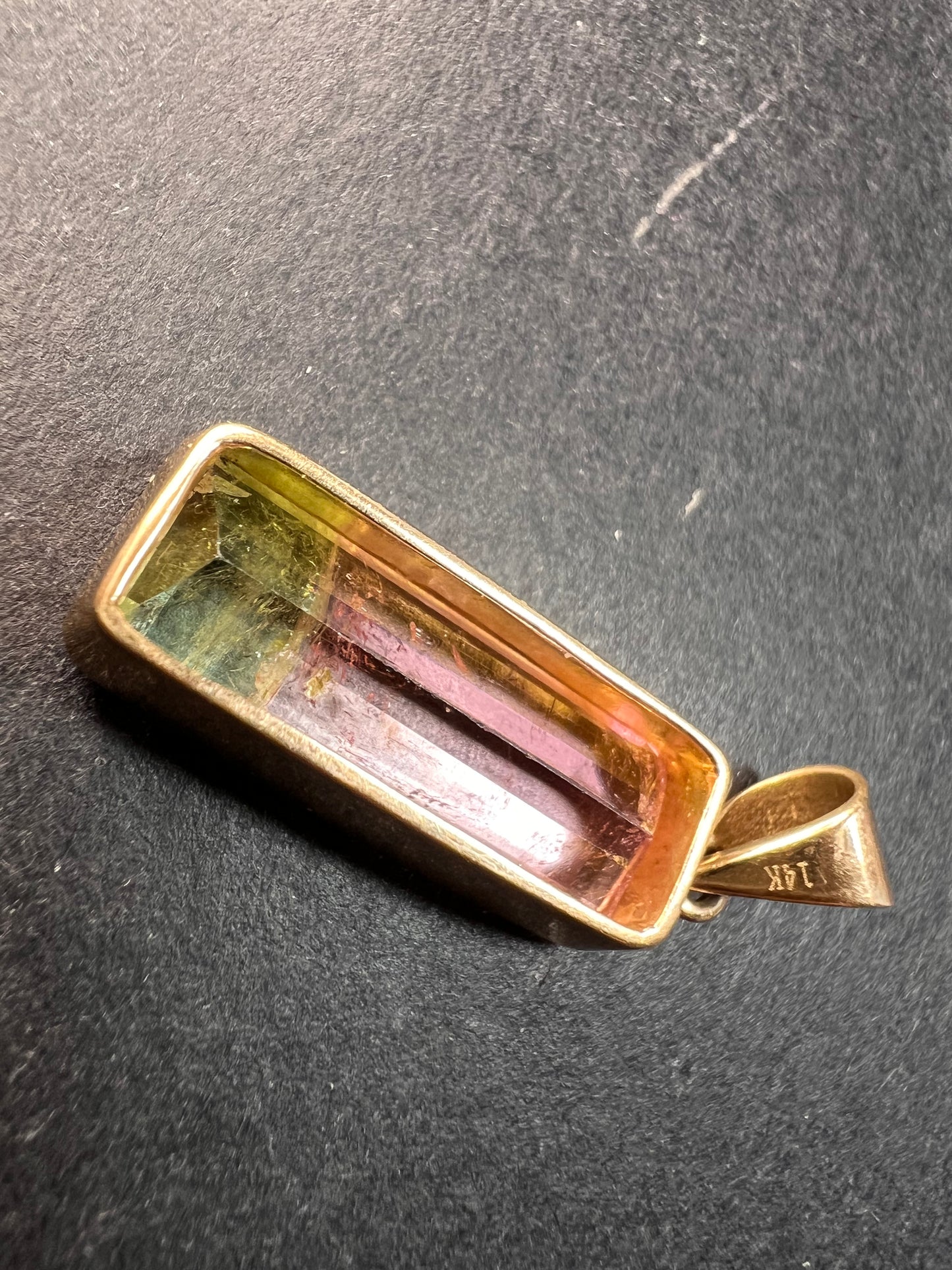 Vintage 14k gold watermelon tourmaline pendant