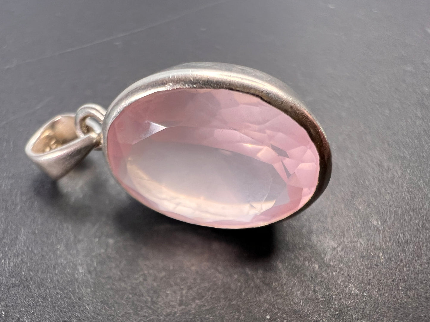 NEW Rose Quartz oval gemstone sterling silver pendant 5.62 grams