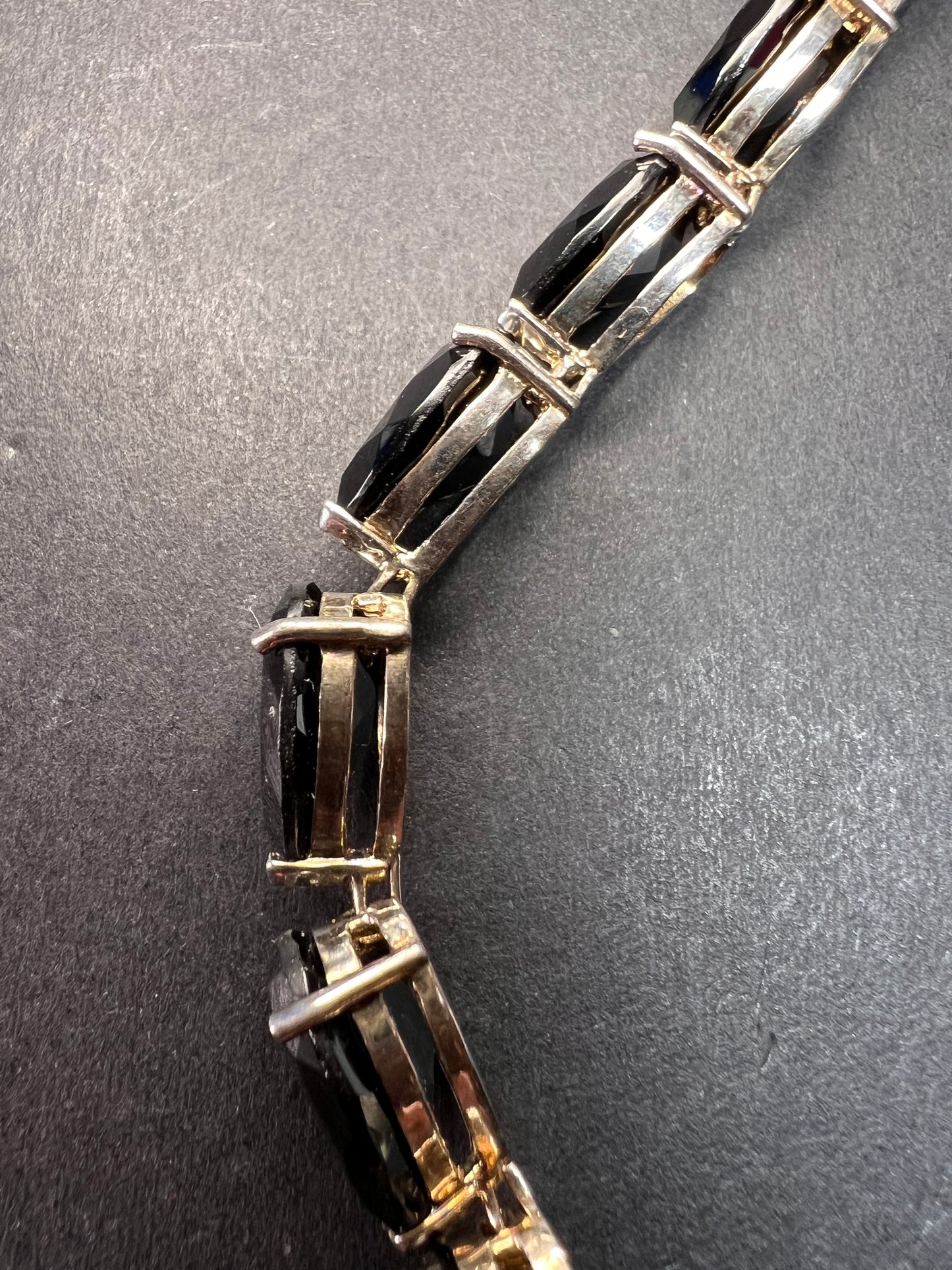 Chuck Clemency Black spinel sterling silver tennis bracelet 7.5 inches