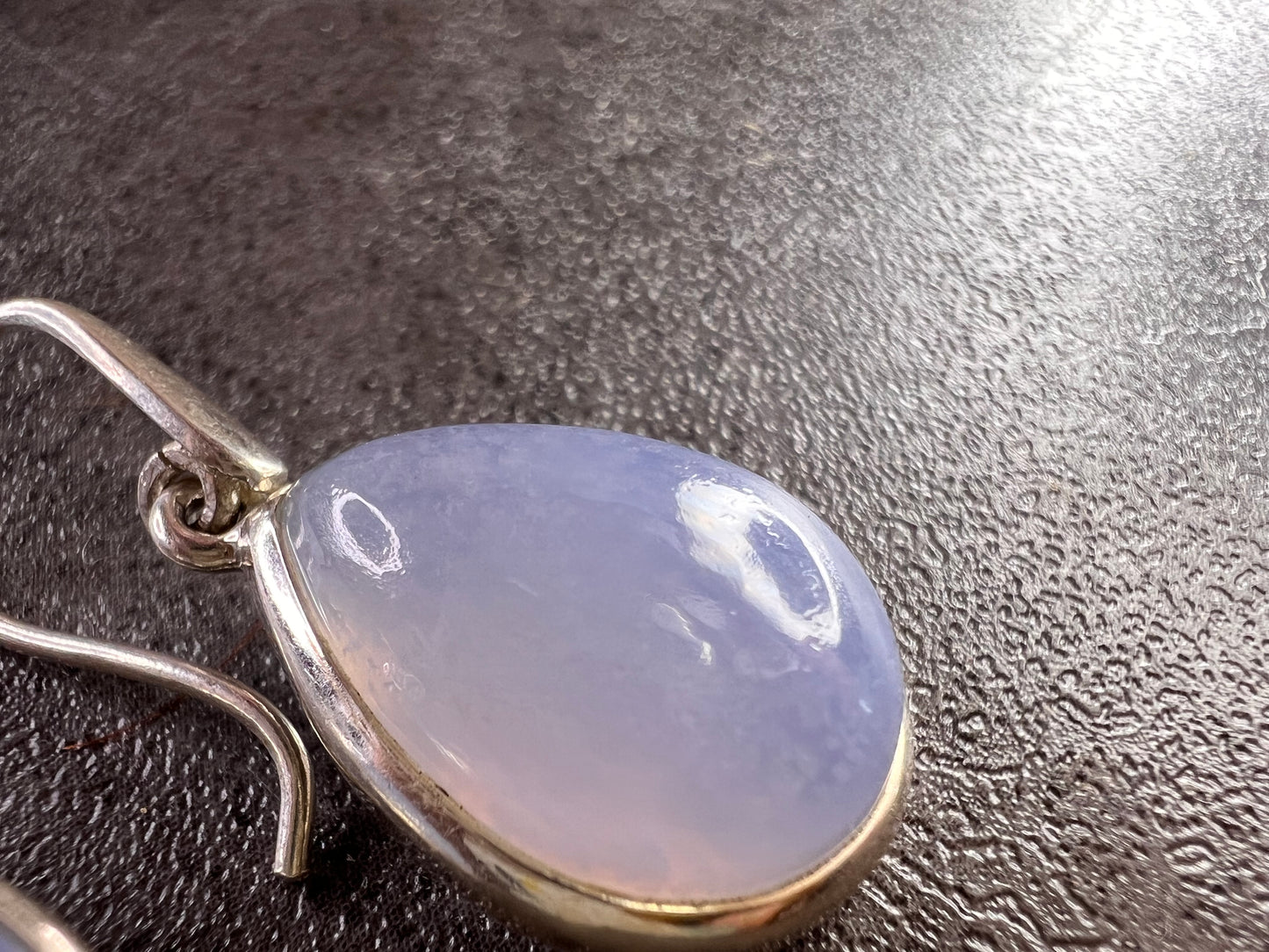 NEW Blue chalcedony sterling silver drop earrings 8.61 grams